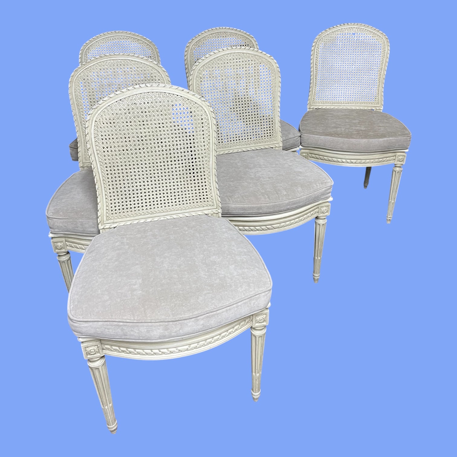 6 chaises style Louis XVI et leur coussin vers 1900