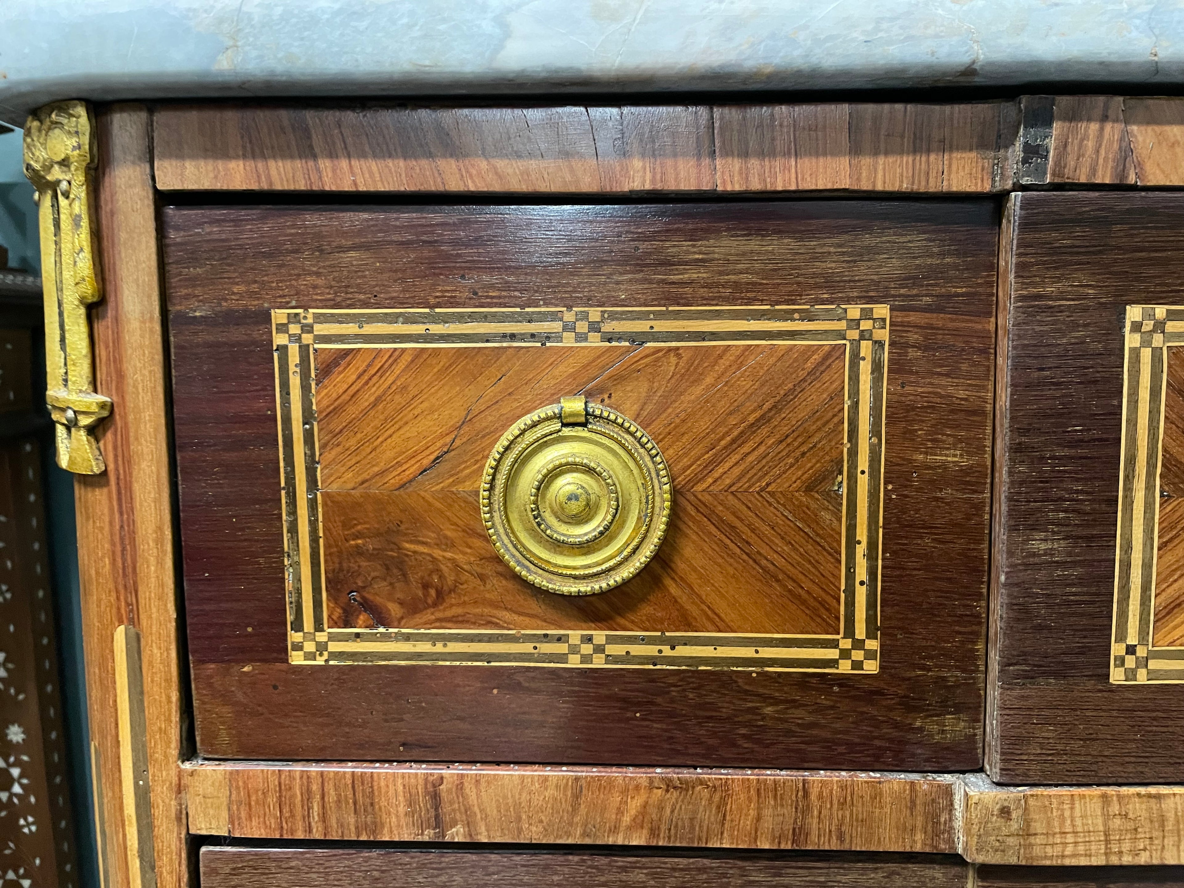 Commode D’époque Transition En Marqueterie Estampillée L Boudin