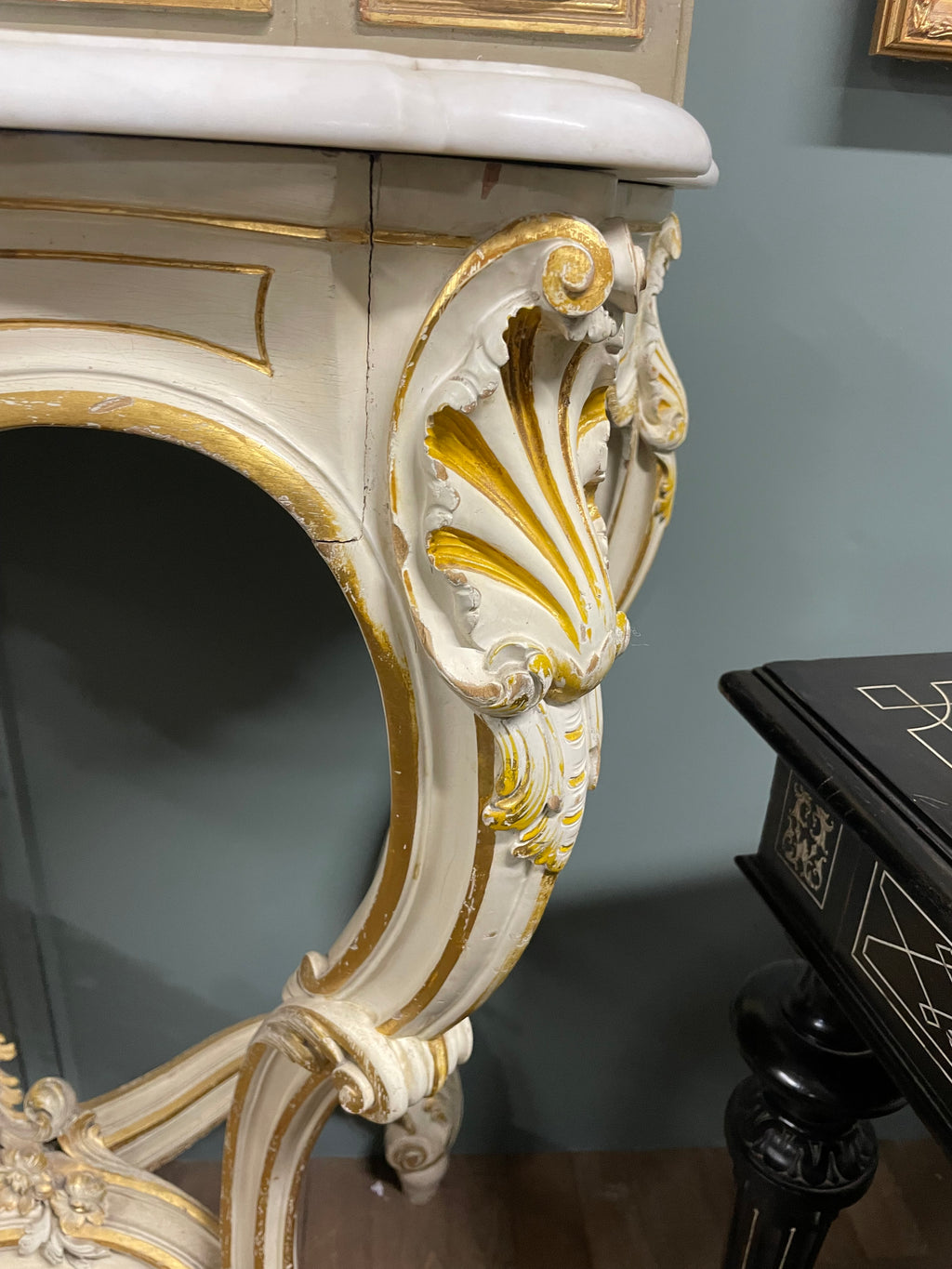 Console De Style Louis XV En Bois Laqué Et Doré époque 1900