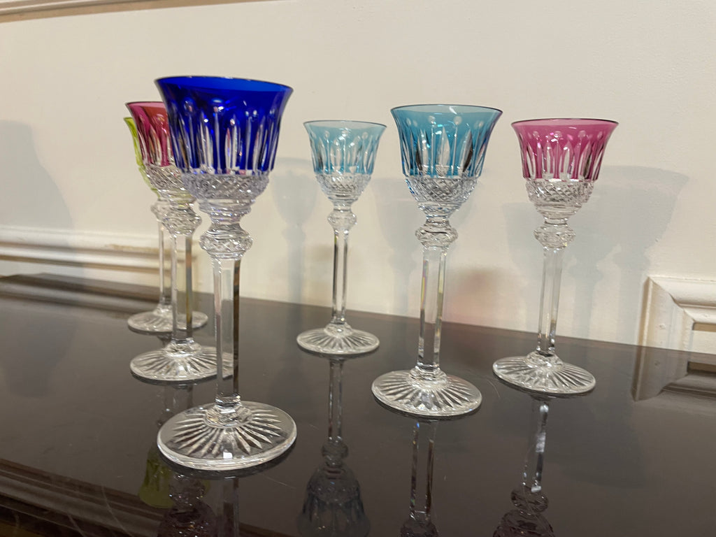 Vendus - 6 VERRES À LIQUEUR EN CRISTAL DE COULEUR SAINT LOUIS MODÈLE TOMMY H: 13,5