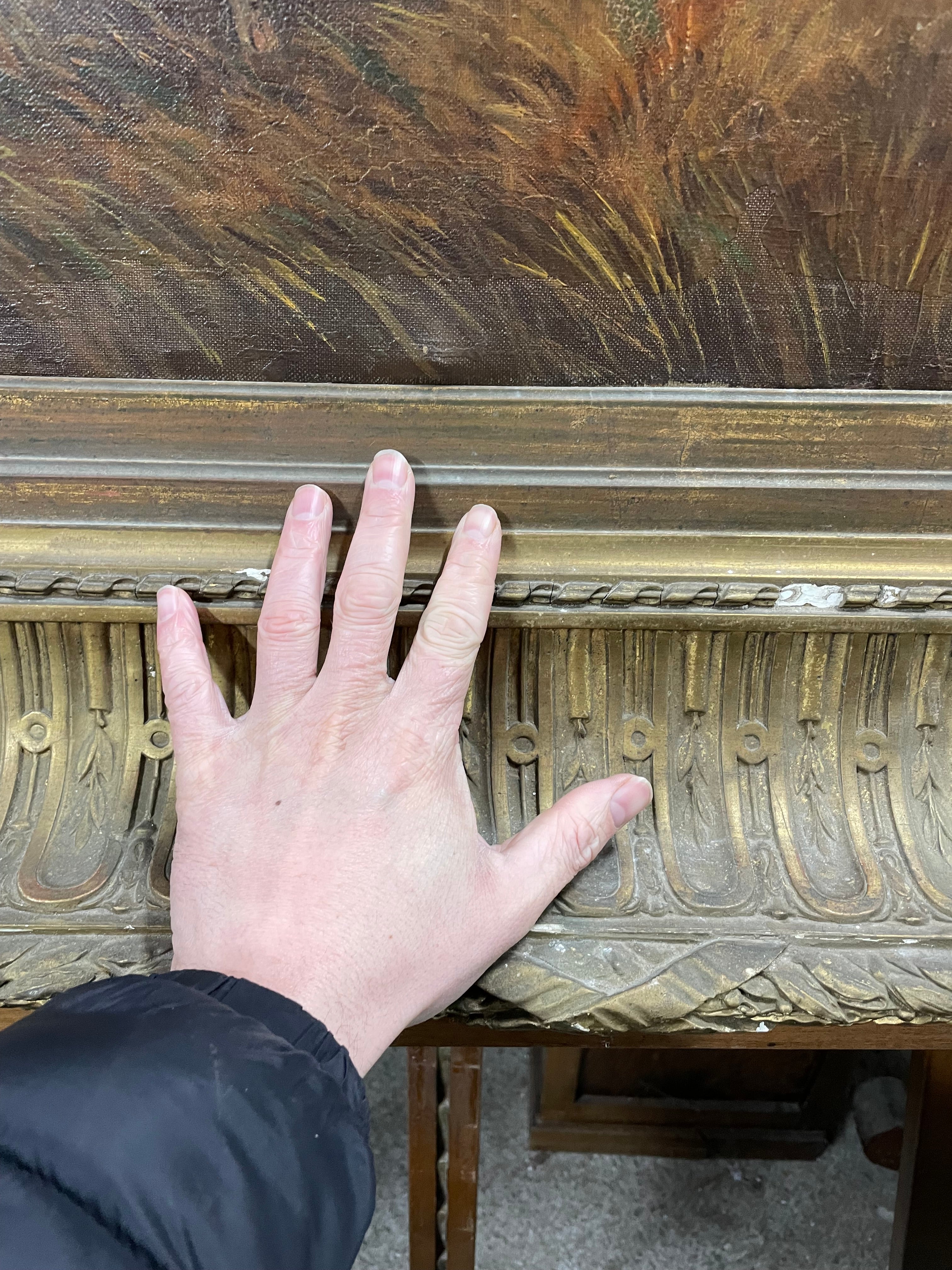 Monumental tableau huile sur toile Chasse à courre époque fin XIXème