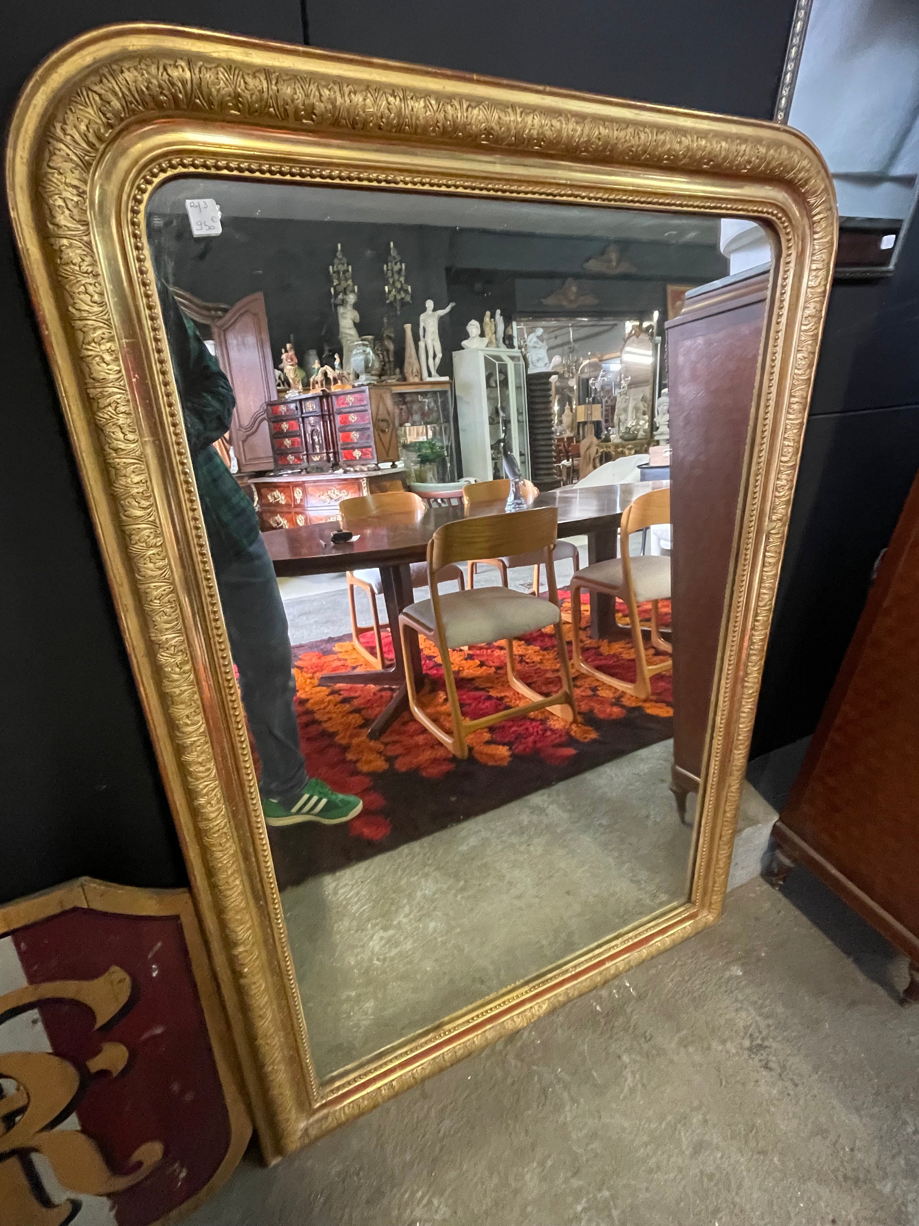 Grand miroir Louis Philippe Bois Doré