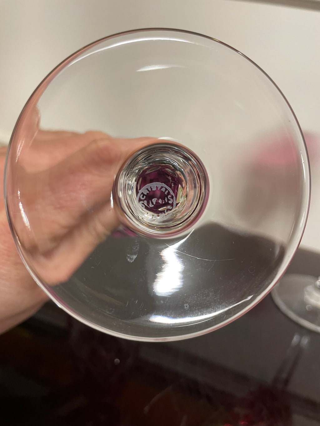 6 VERRES ROEMERS EN CRISTAL DE COULEUR SAINT LOUIS MODÈLE CHANTILLY H: 21,5