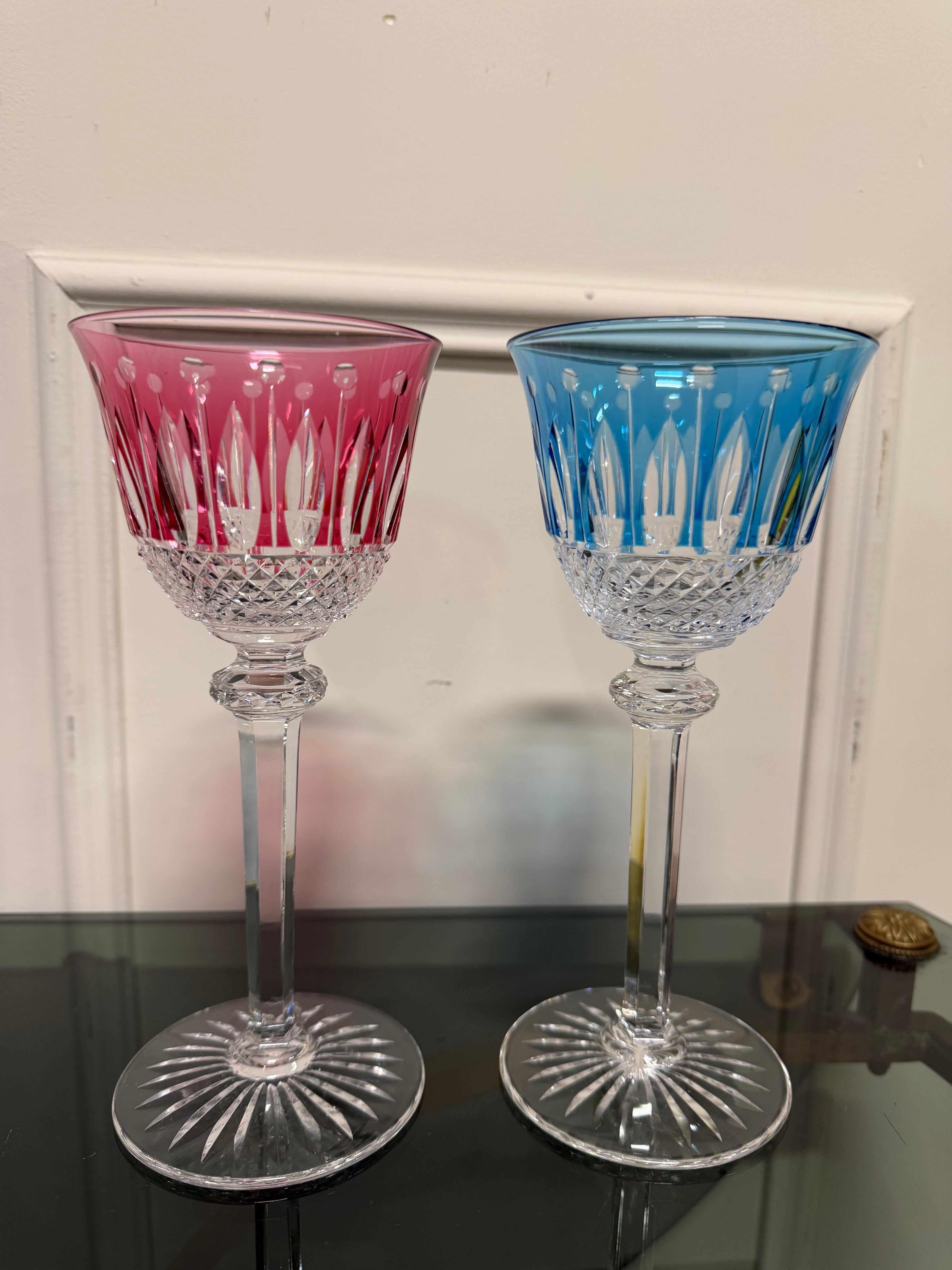 SAINT LOUIS - 6 VERRES ROEMERS EN CRISTAL DE COULEUR SAINT LOUIS MODÈLE TOMMY H: 19,6 cm