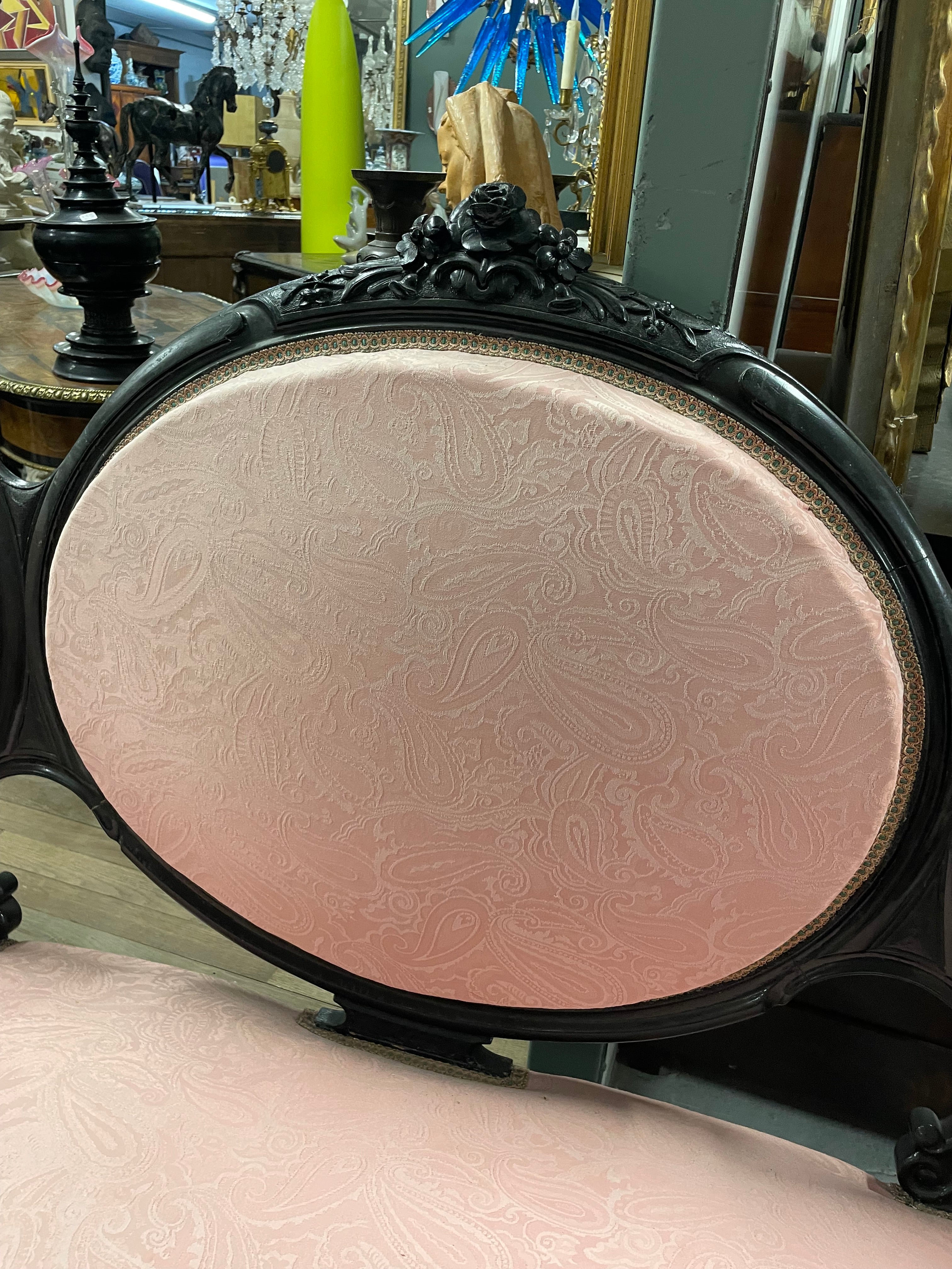Banquette en bois noirci d’époque Napoléon III