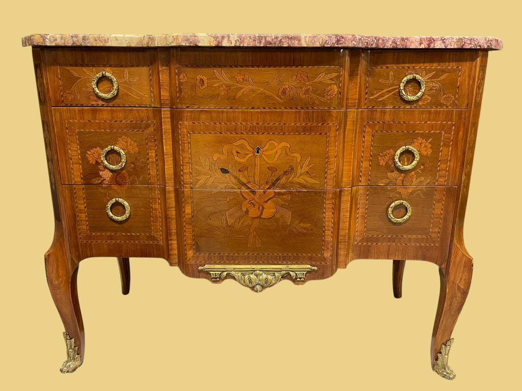 Commode Style Transition En Marqueterie Aux Instruments De Musique