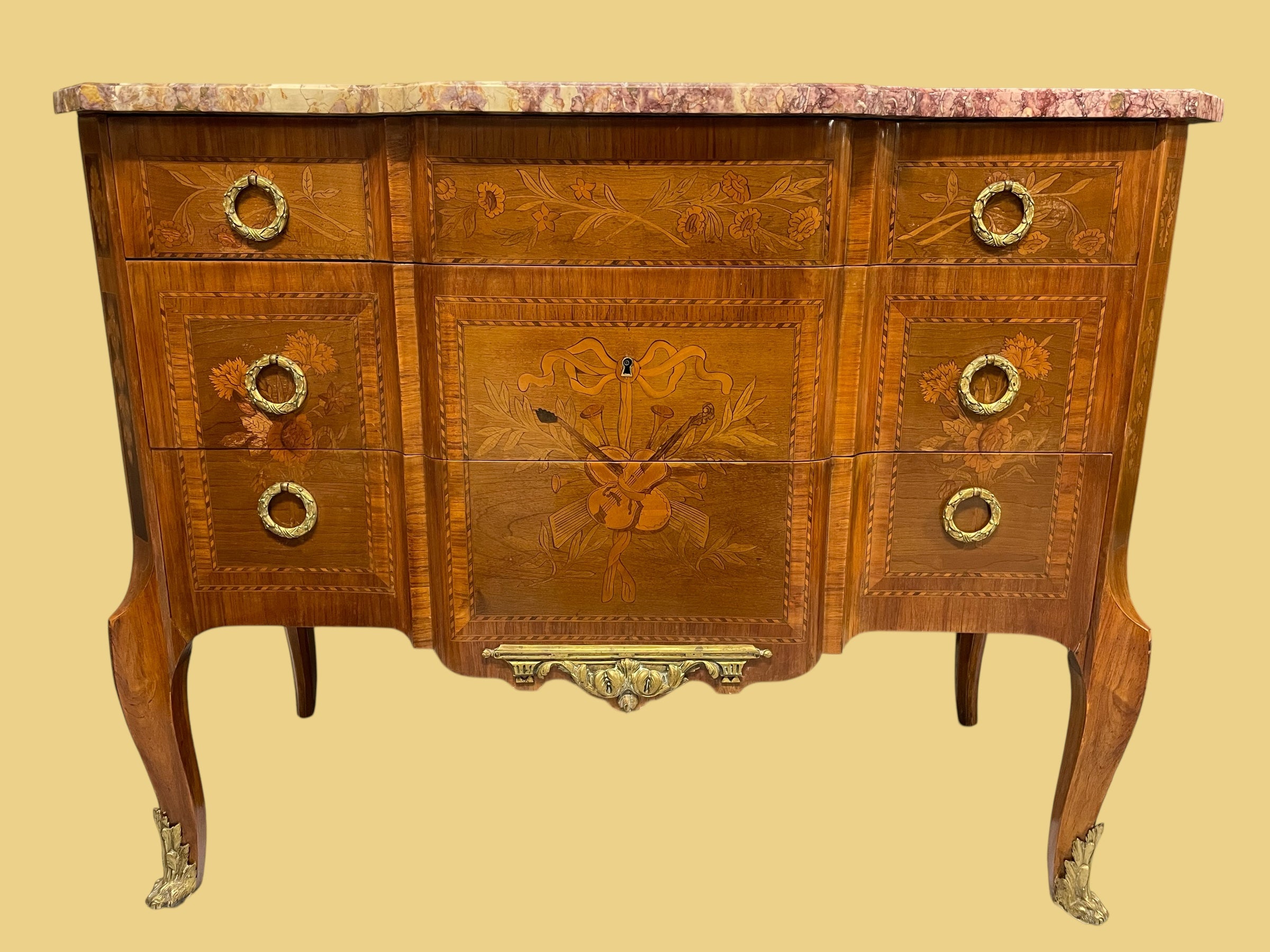 Commode Style Transition En Marqueterie Aux Instruments De Musique