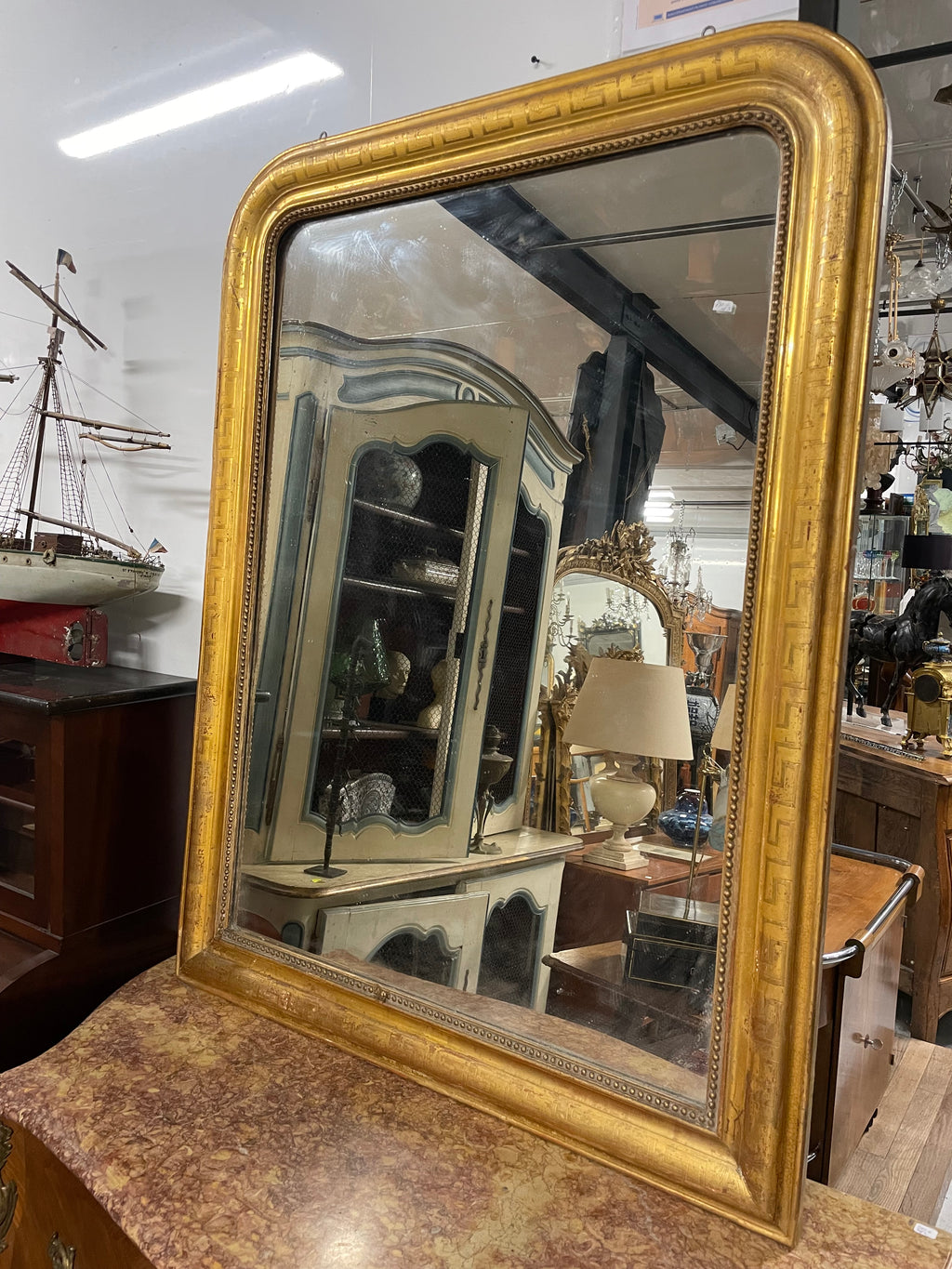Grand miroir doré Louis Philippe