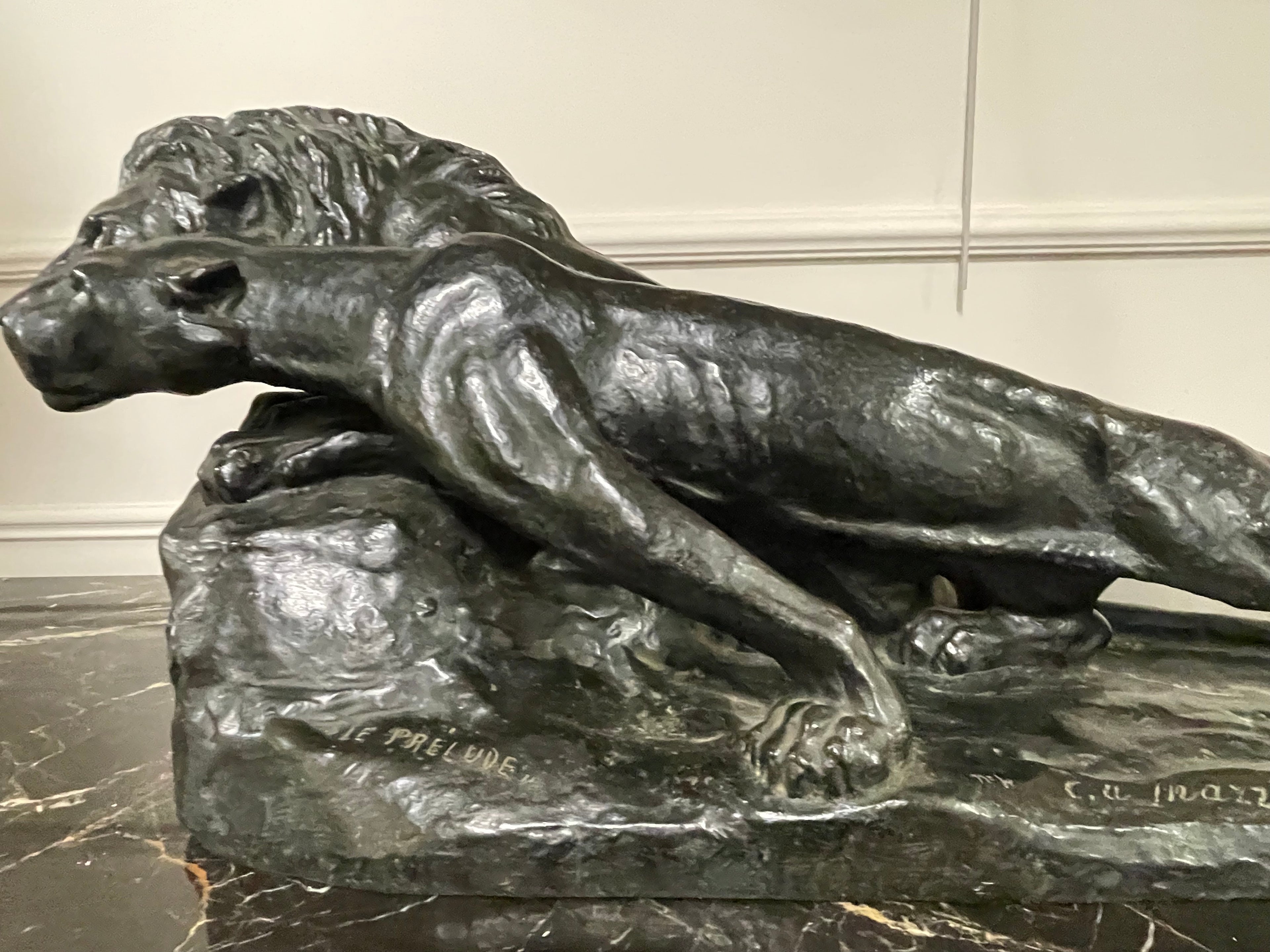IMPORTANT BRONZE ANIMALIER - LE LION ET LA LIONNE LE PRÉLUDE - C. MAZZEI CIRE PERDUE
