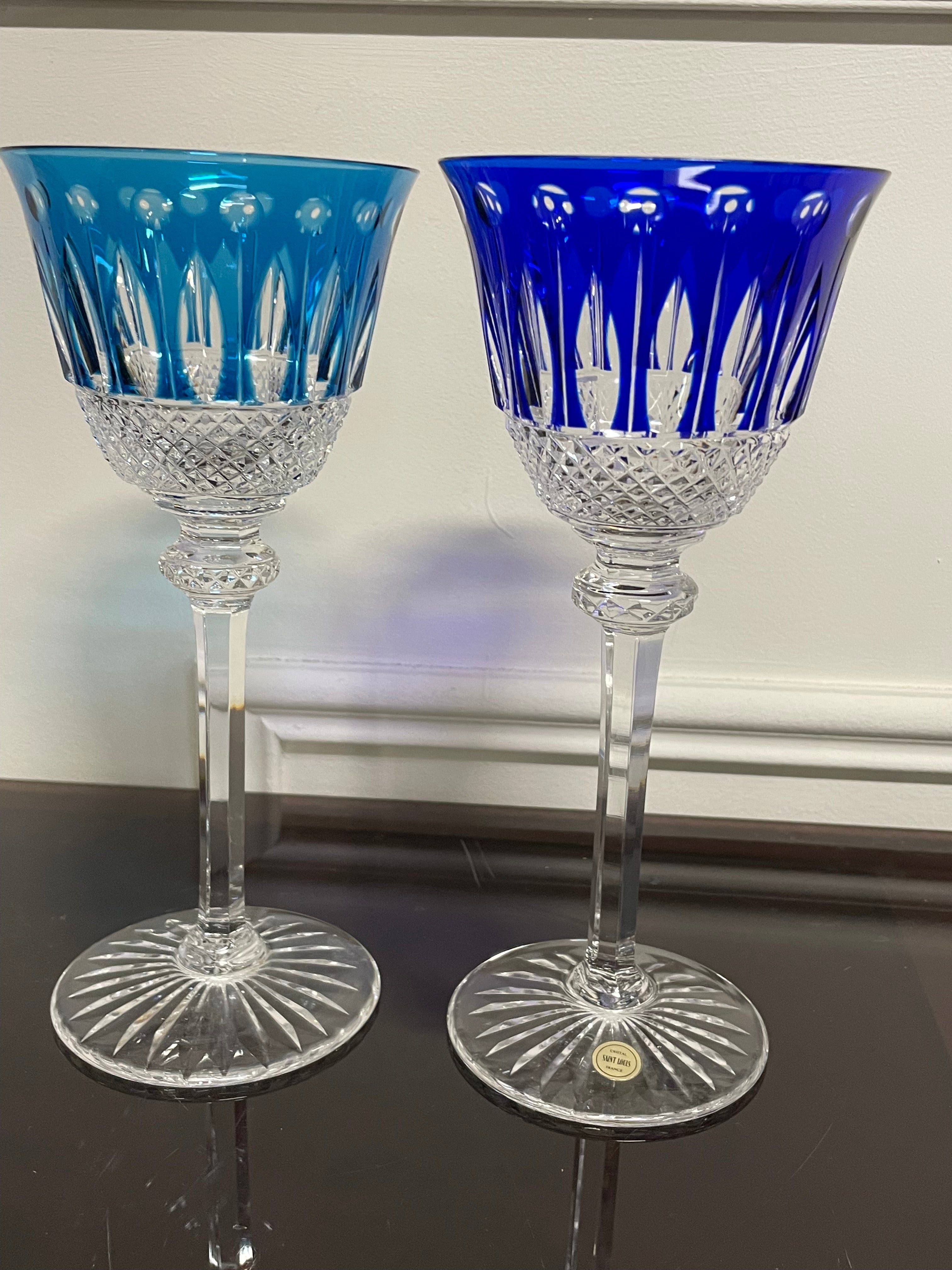 6 VERRES ROEMERS EN CRISTAL DE COULEUR SAINT LOUIS MODÈLE TOMMY H: 19,6