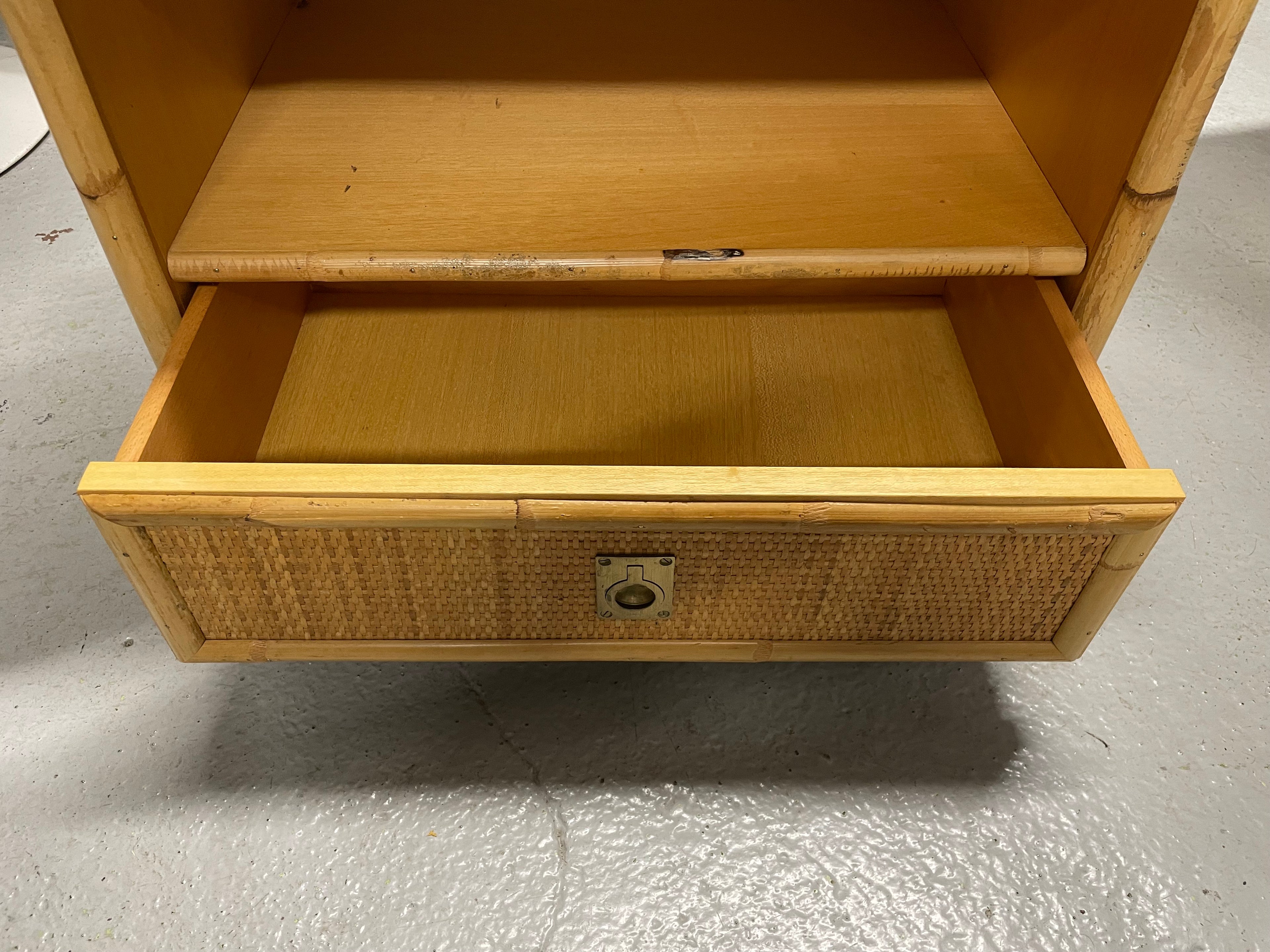 Chevet / Table de nuit en bambou Maison Dal Vera Italie 1970