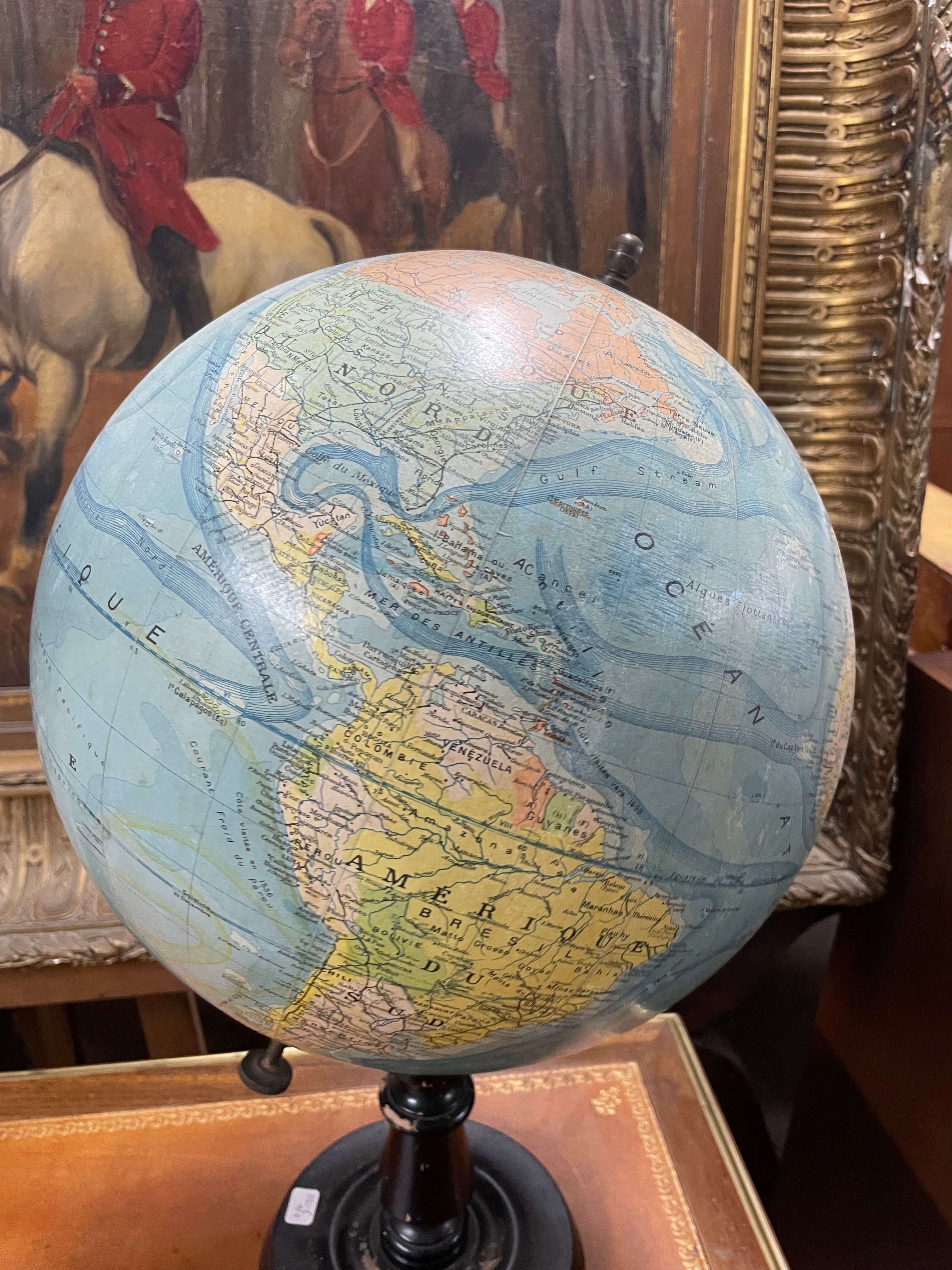 Globe terrestre époque début XXème