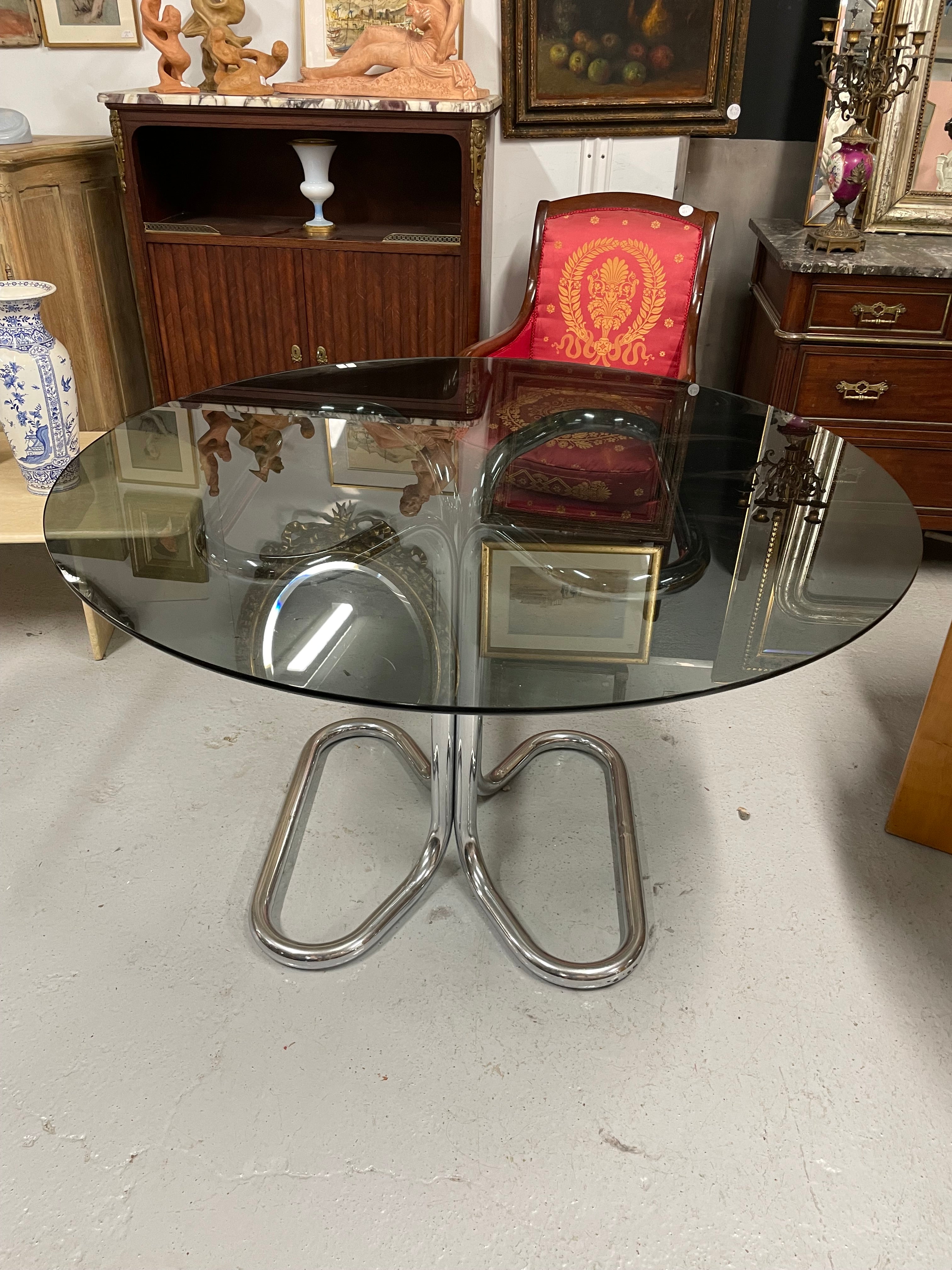 Table à manger vintage Space age acier chromé