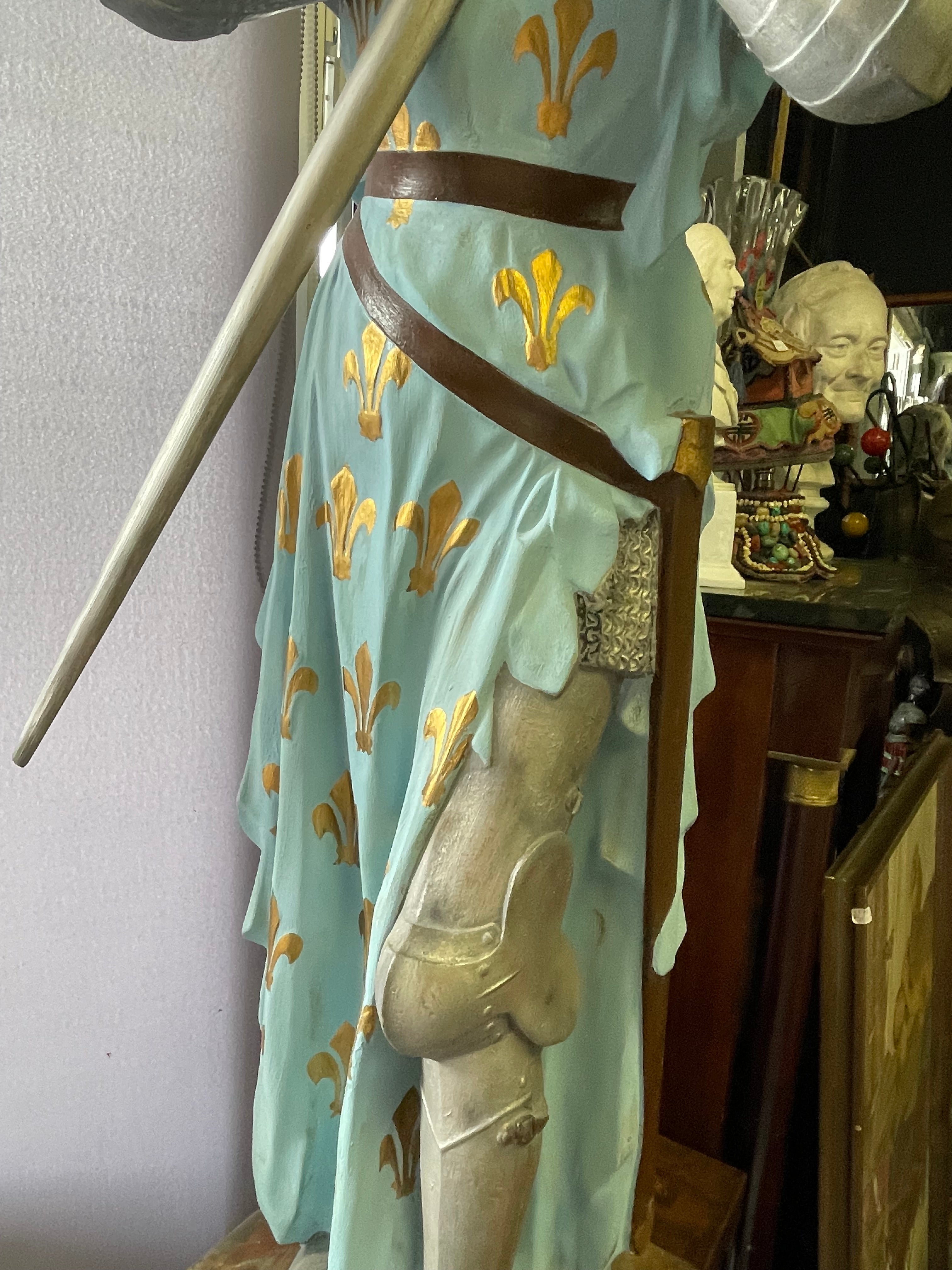 Grande Jeanne d’arc en plâtre polychrome