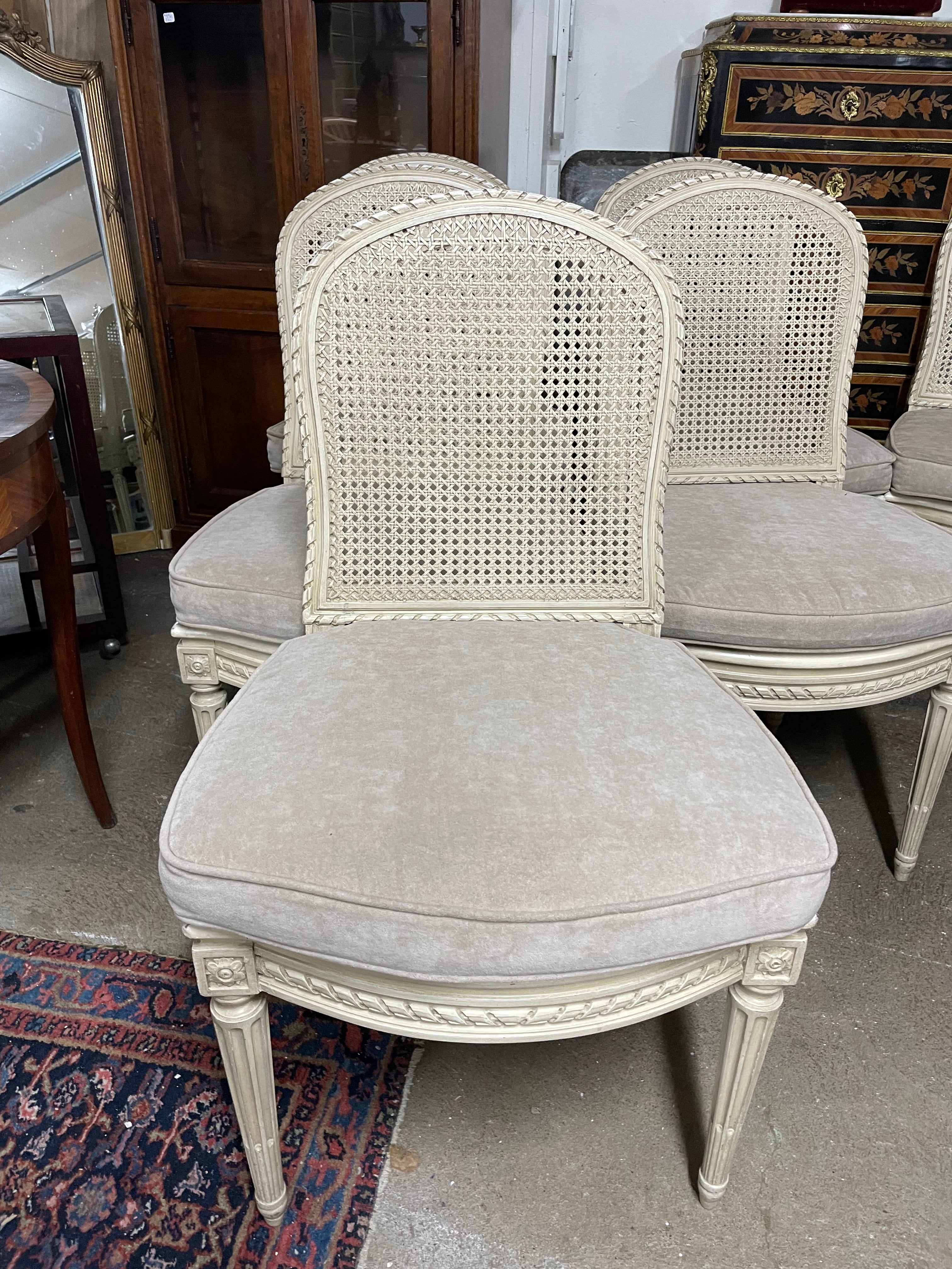 6 chaises style Louis XVI et leur coussin vers 1900