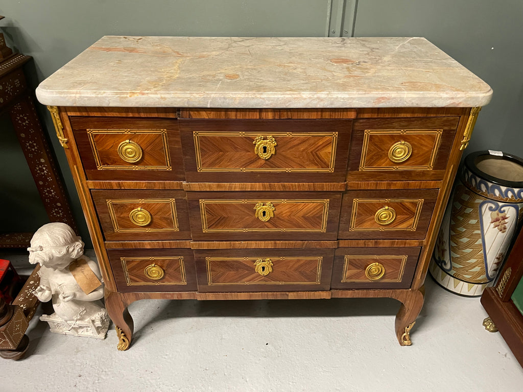 Commode D’époque Transition En Marqueterie Estampillée L Boudin