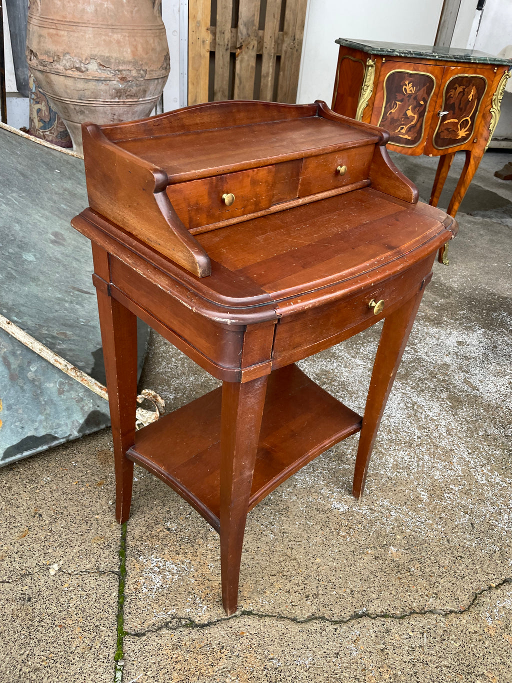 Petit meuble bureau secrétaire écritoire en merisier Louis Philippe