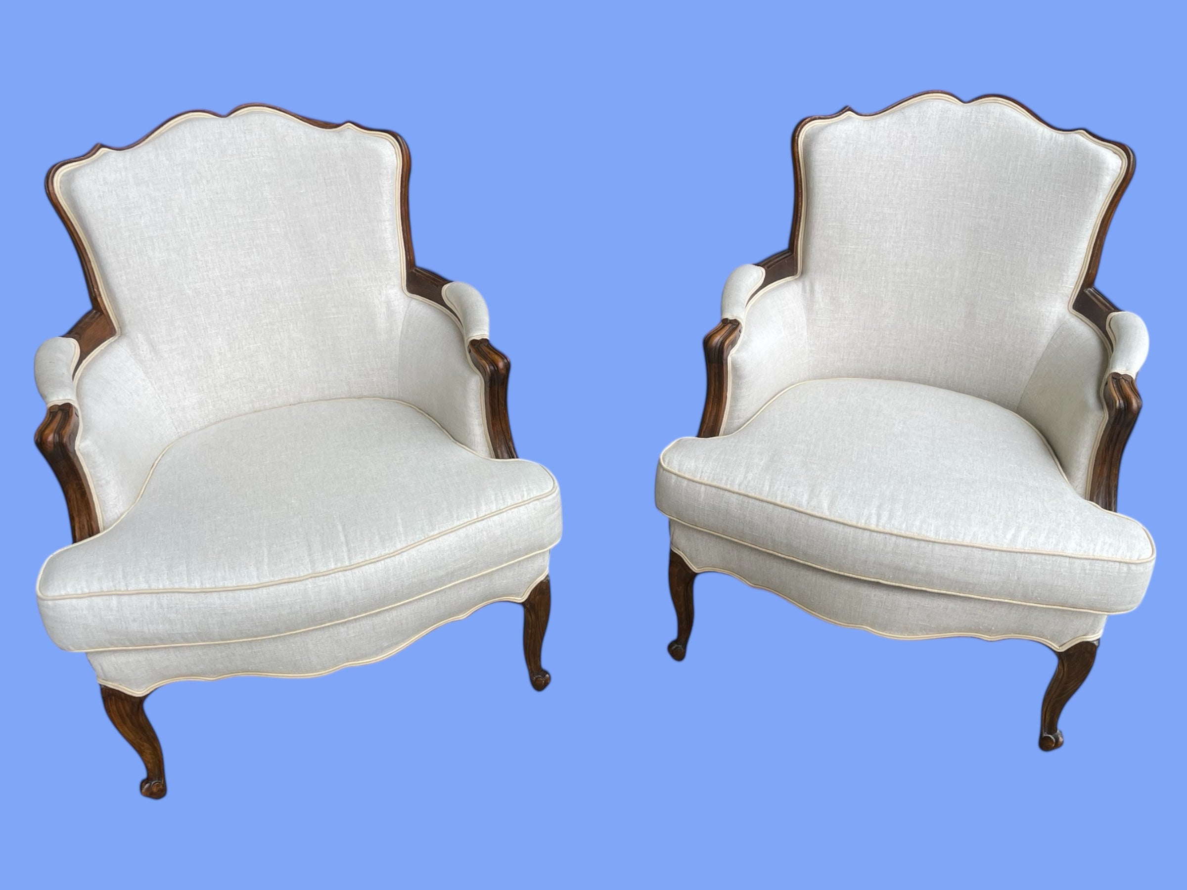Paire de fauteuils Style Louis XV Blanc cassé