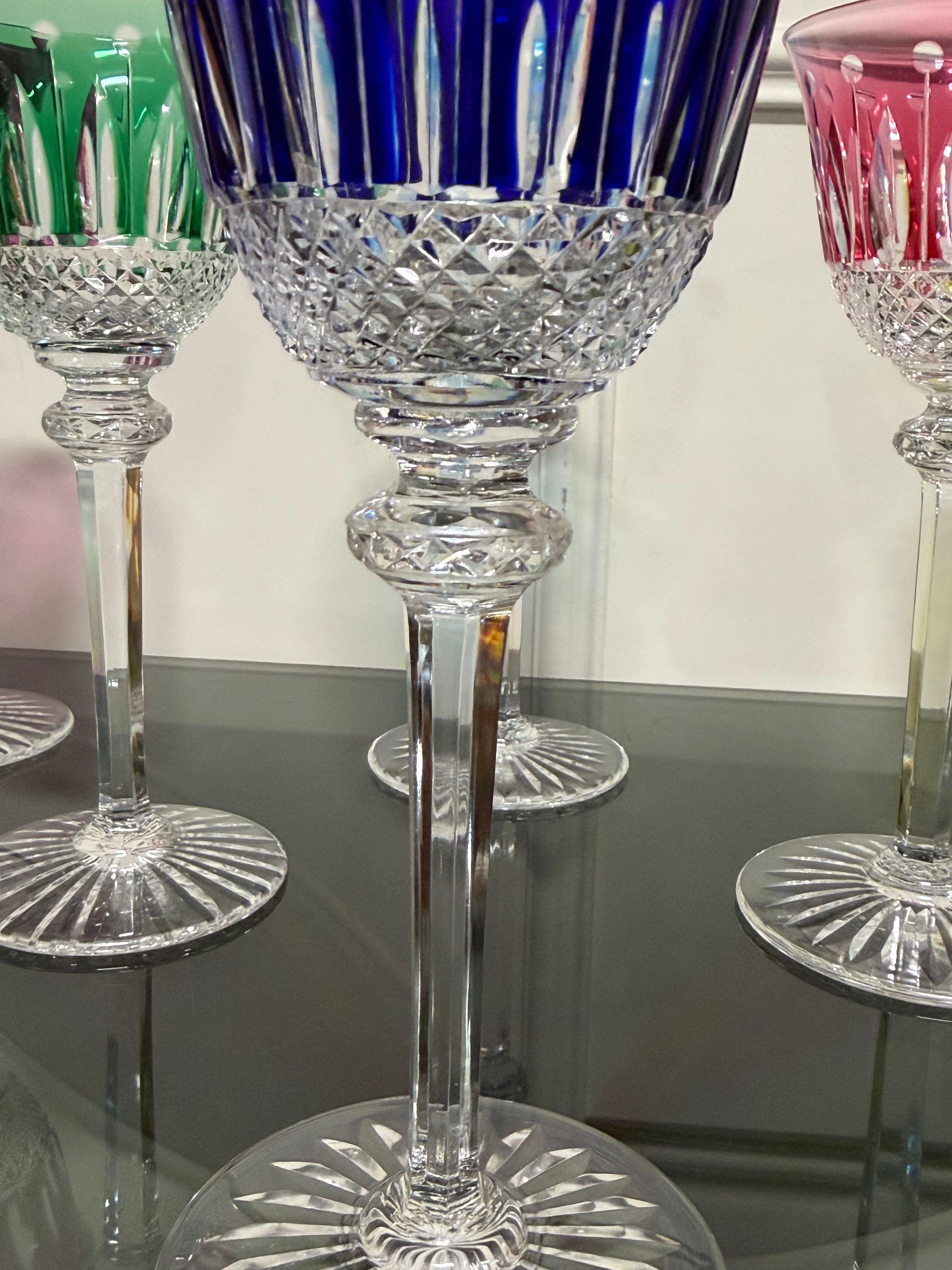 SAINT LOUIS - 6 VERRES ROEMERS EN CRISTAL DE COULEUR SAINT LOUIS MODÈLE TOMMY H: 19,6 cm