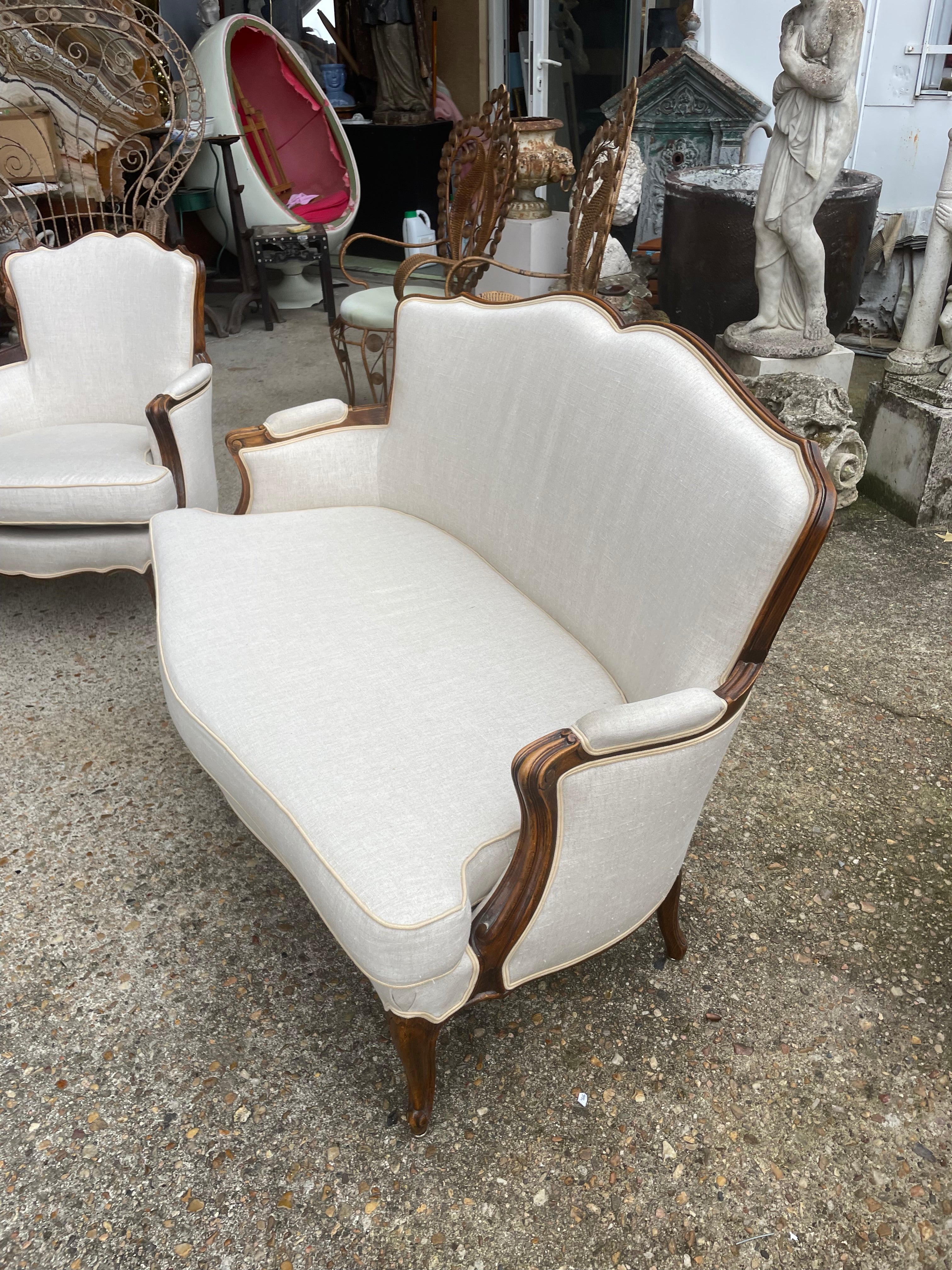 Banquette Style Louis XV Blanc Cassé