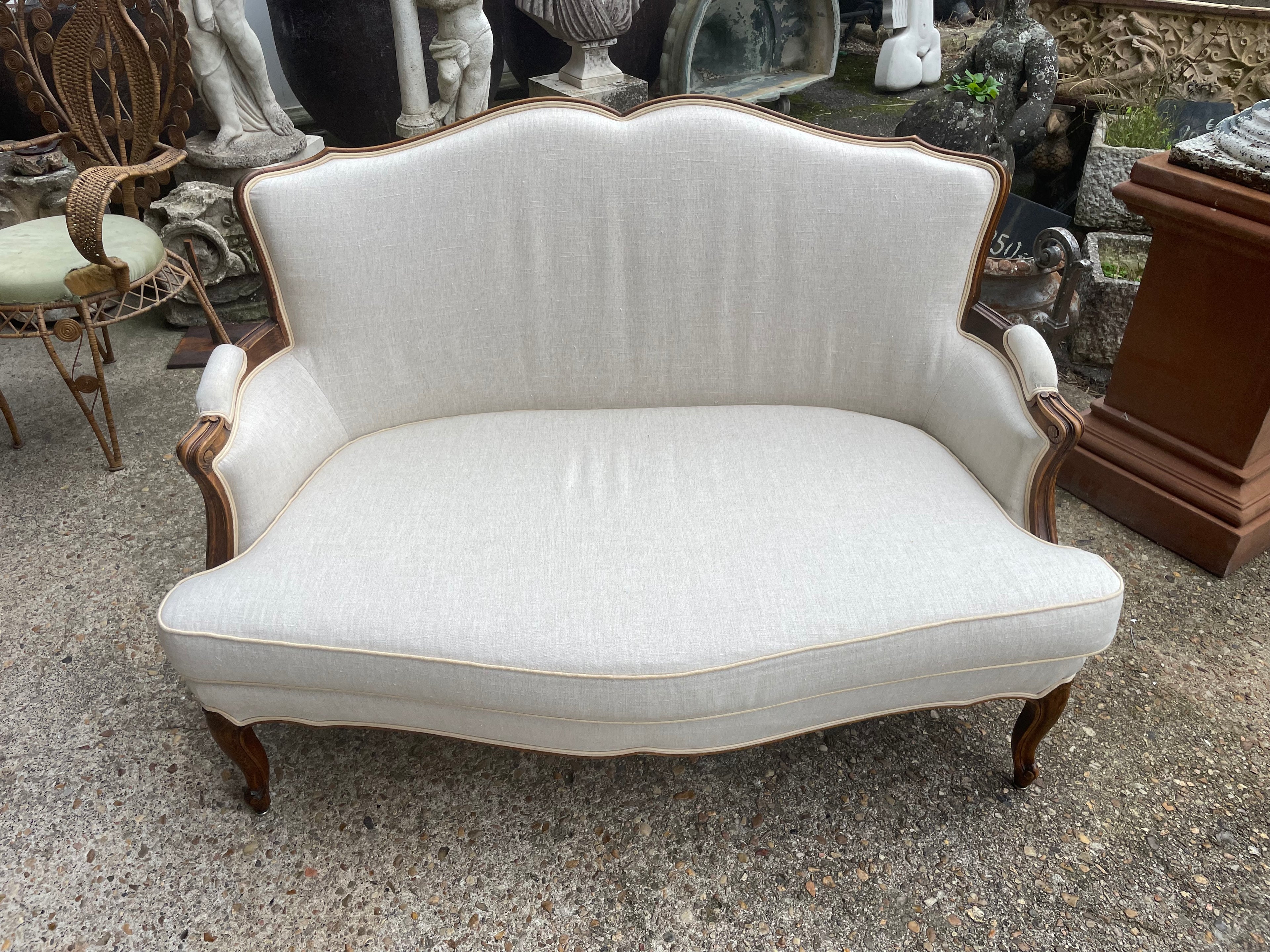 Banquette Style Louis XV Blanc Cassé