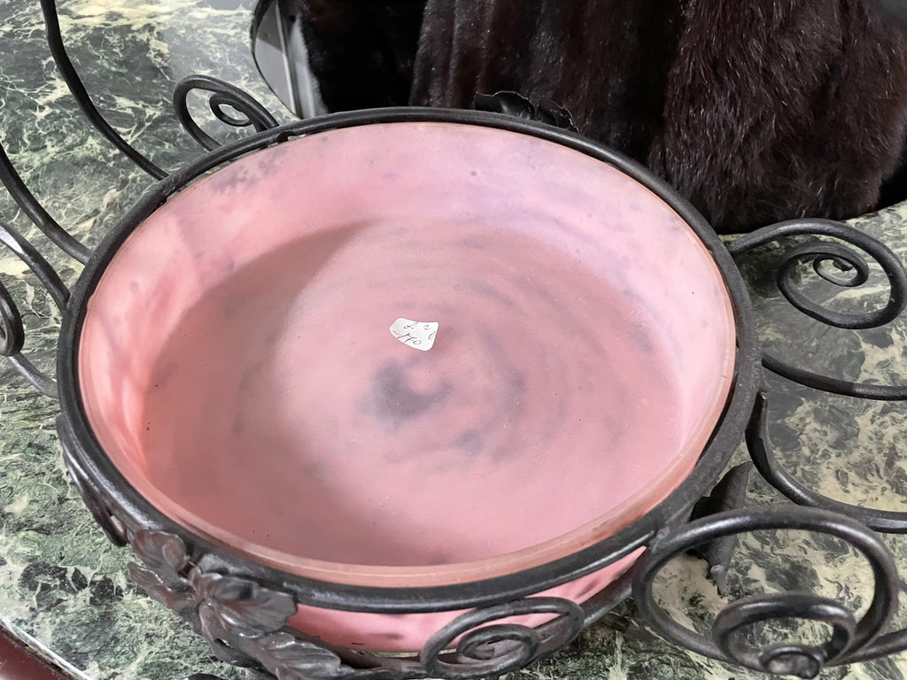 Coupe d’époque art déco en pâte de verre et fer forgé