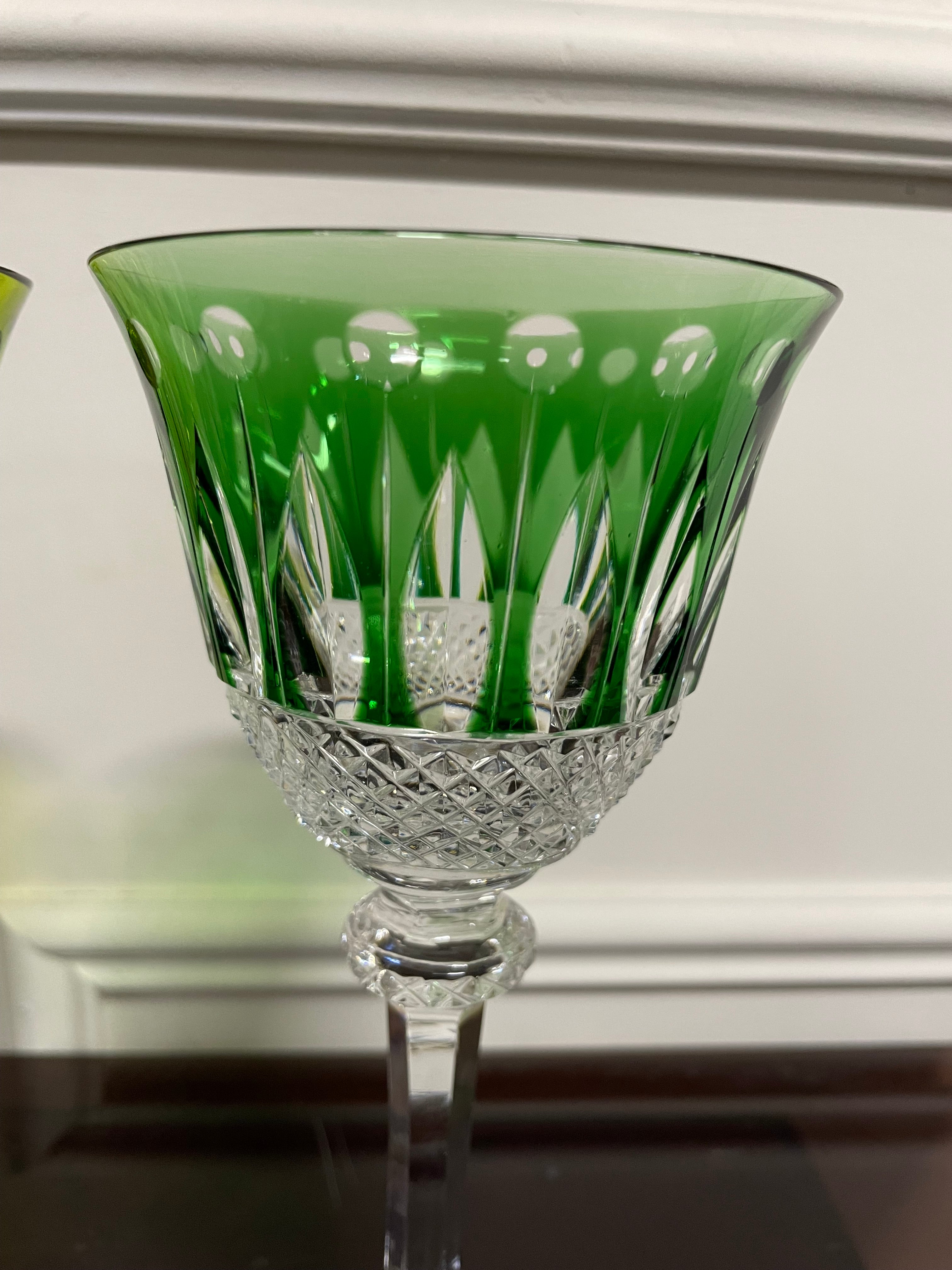 6 VERRES ROEMERS EN CRISTAL DE COULEUR SAINT LOUIS MODÈLE TOMMY H: 19,6