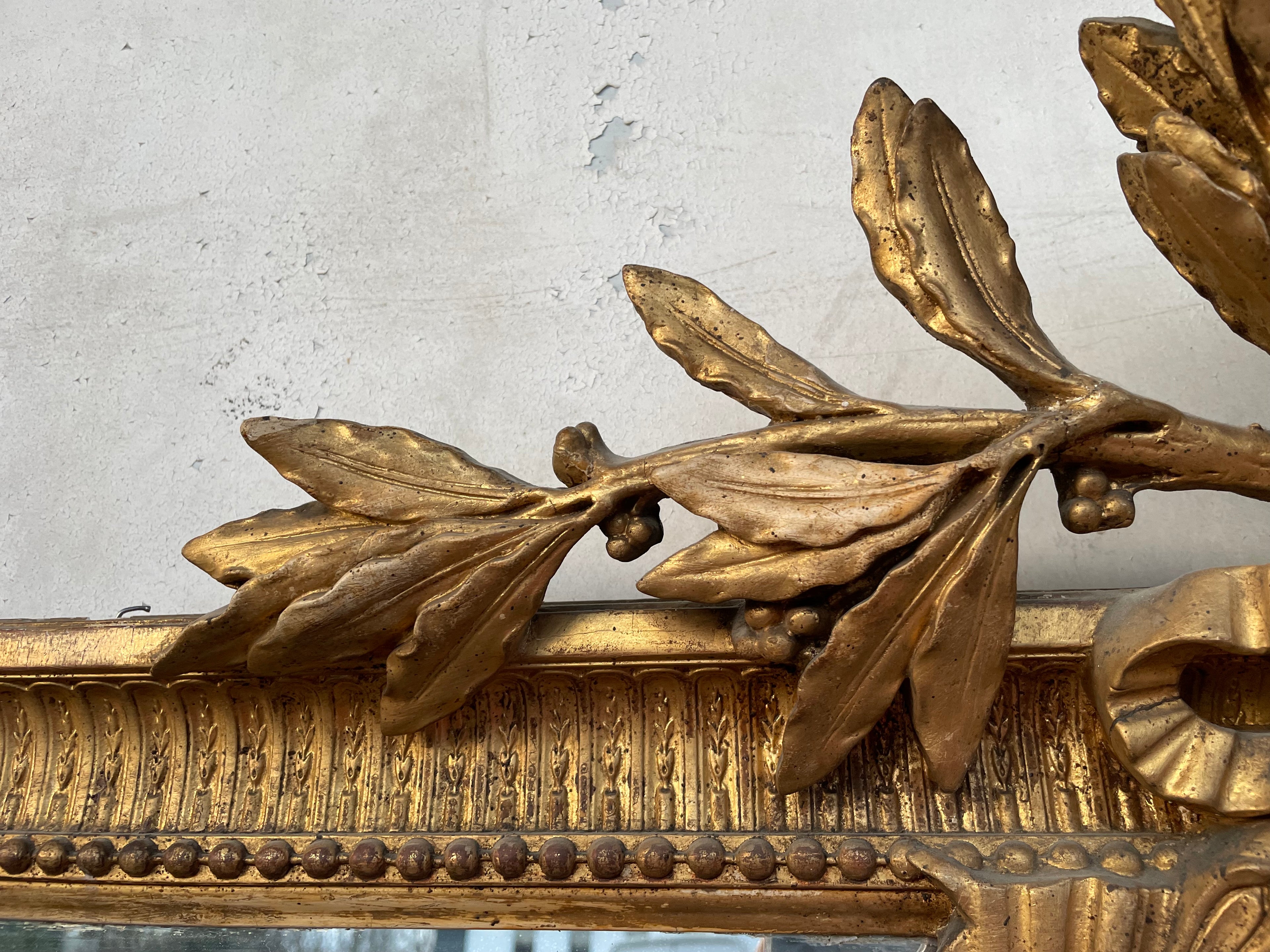 Grand Miroir Doré Style Louis XVI 190 X 117 Cm
