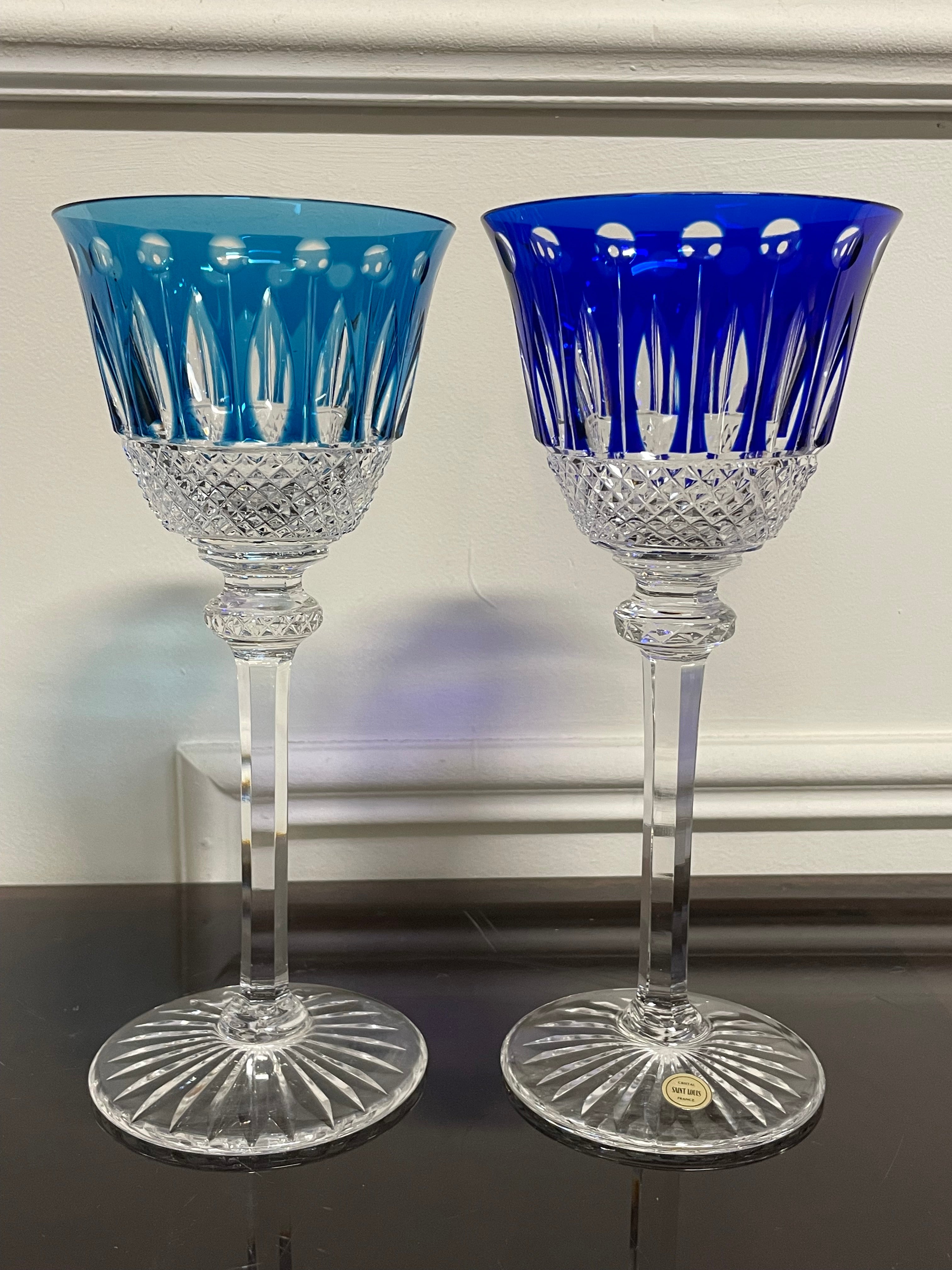 6 VERRES ROEMERS EN CRISTAL DE COULEUR SAINT LOUIS MODÈLE TOMMY H: 19,6