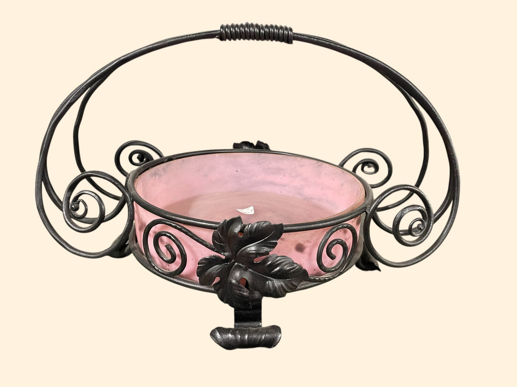 Coupe d’époque art déco en pâte de verre et fer forgé