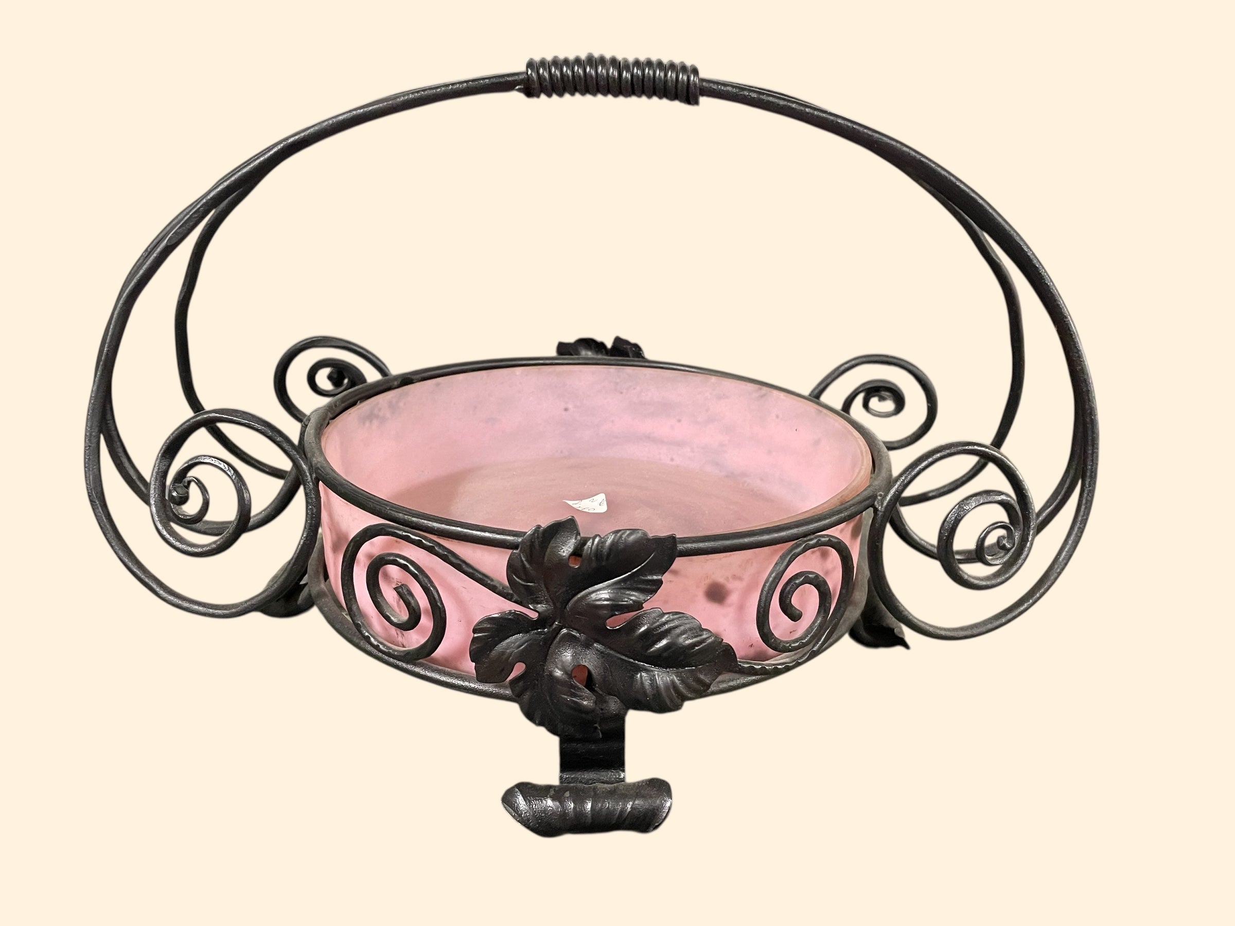 Coupe d’époque art déco en pâte de verre et fer forgé