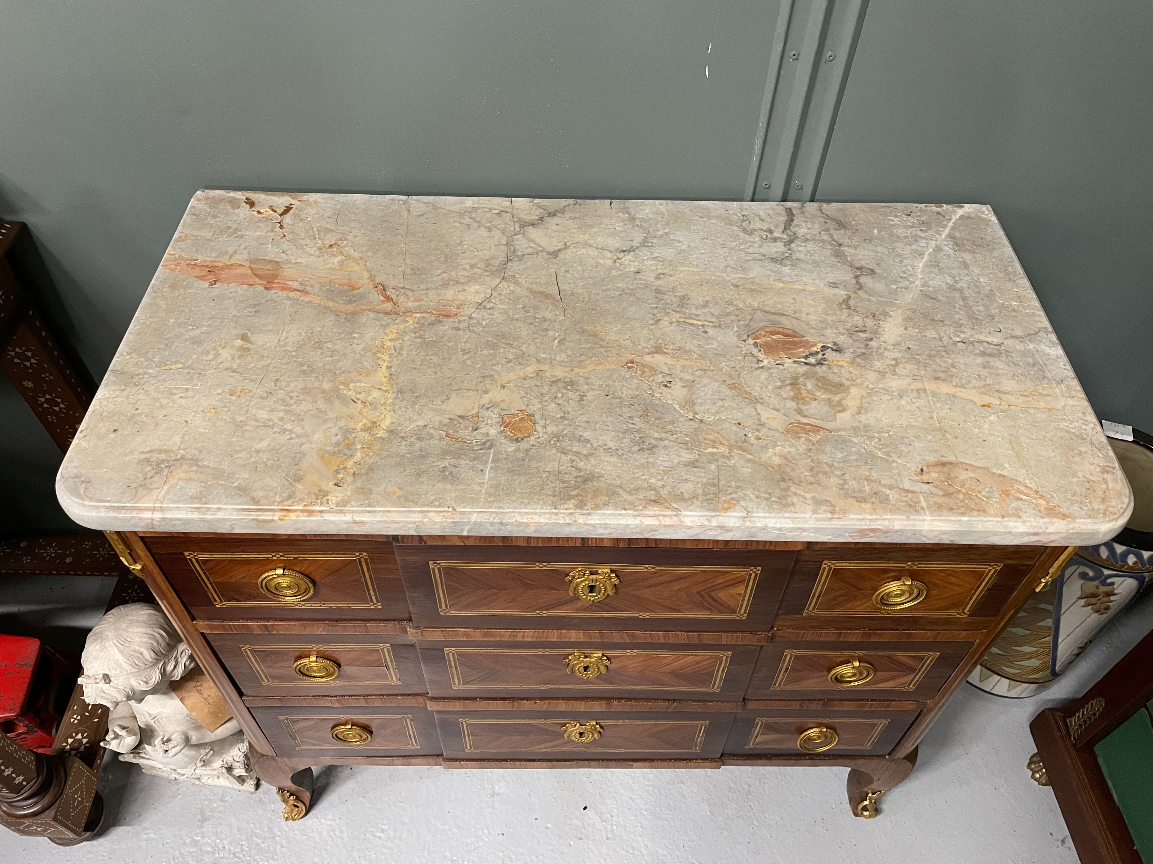 Commode D’époque Transition En Marqueterie Estampillée L Boudin