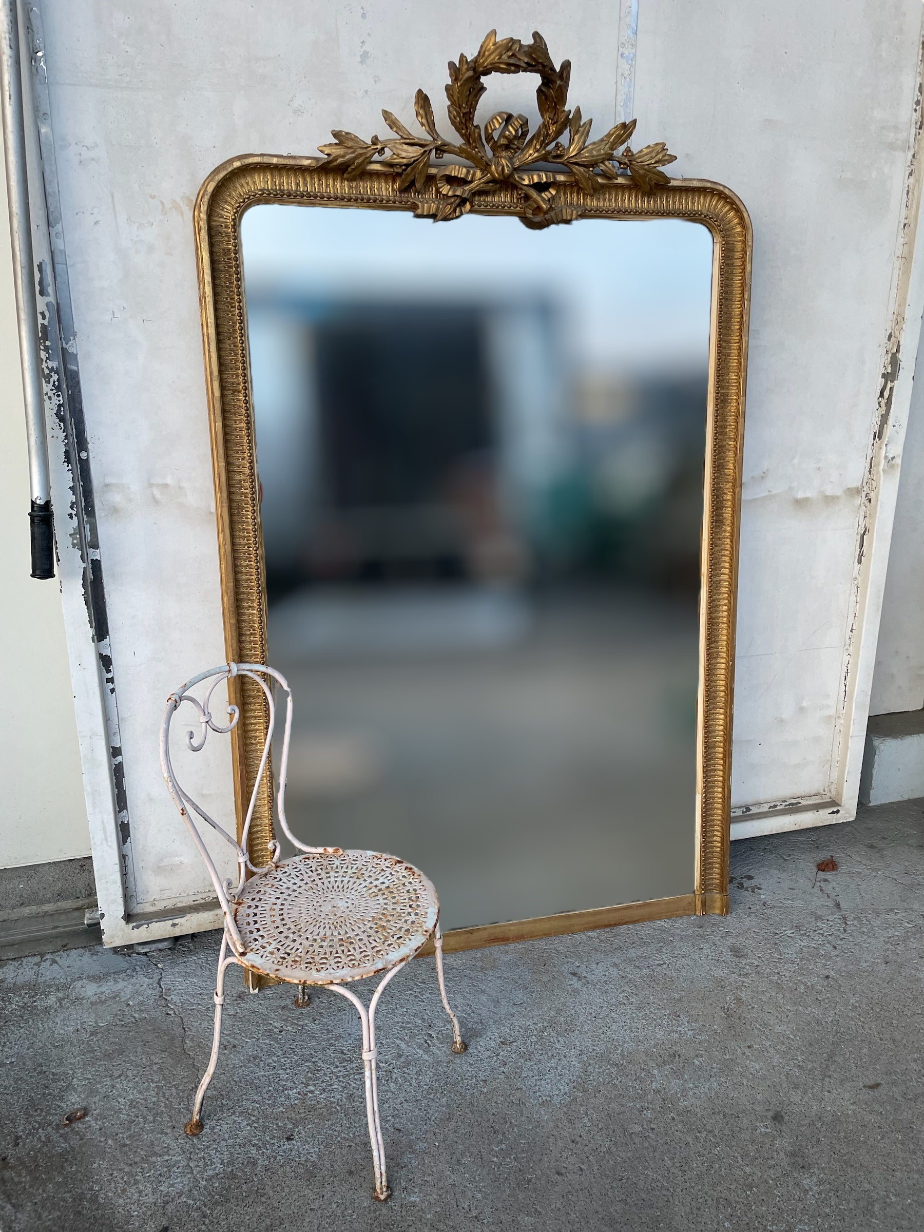 Grand Miroir Doré Style Louis XVI 190 X 117 Cm