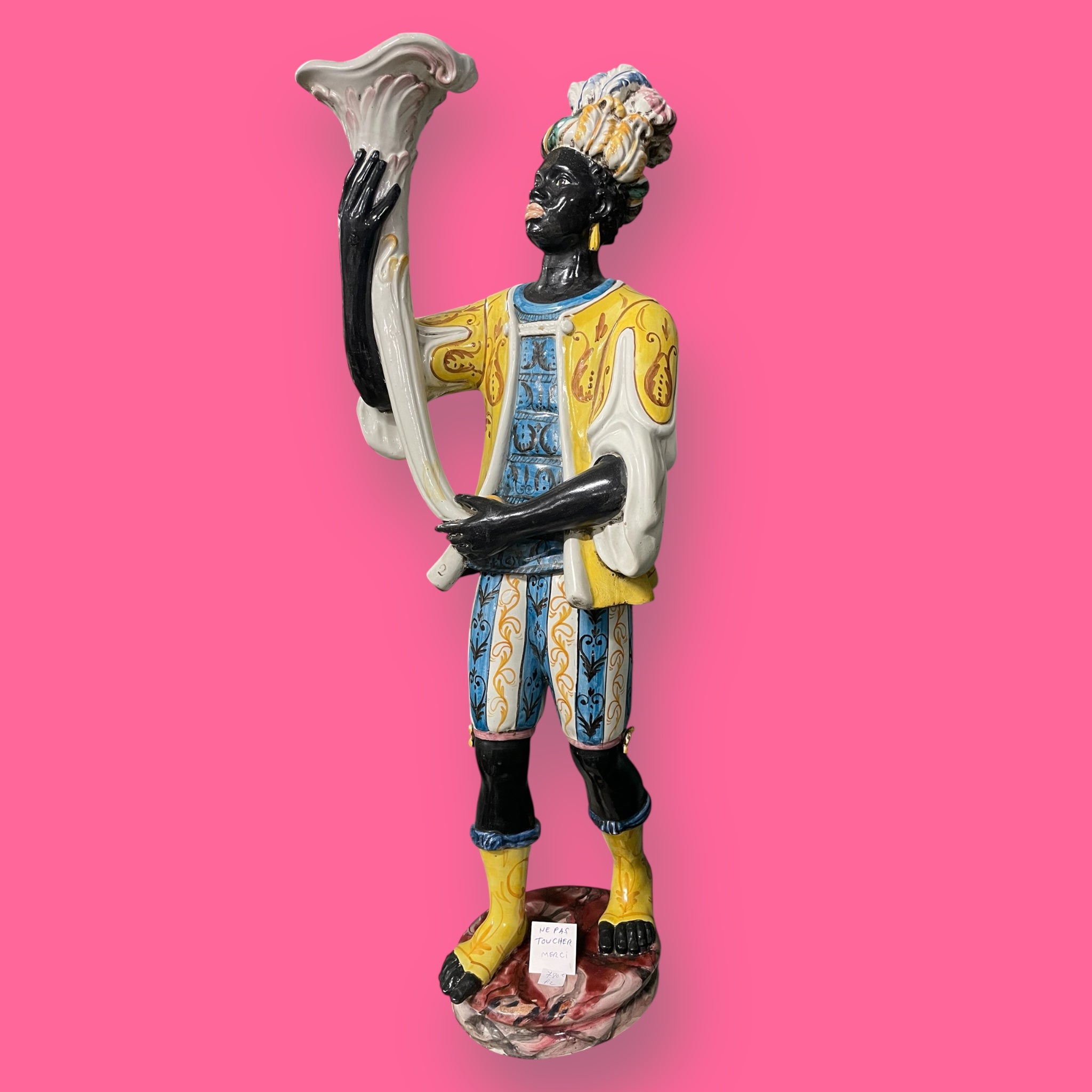 Nubien Porte Torchère en céramique Italie Époque XXème