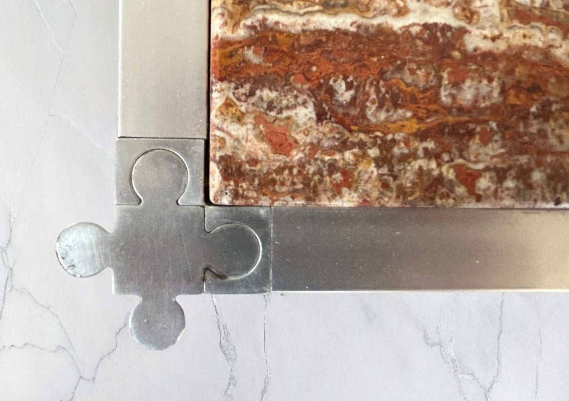 Georges Ciancimino - Très Grande et rare table Basse Carré Travertin Rouge Circa 1970