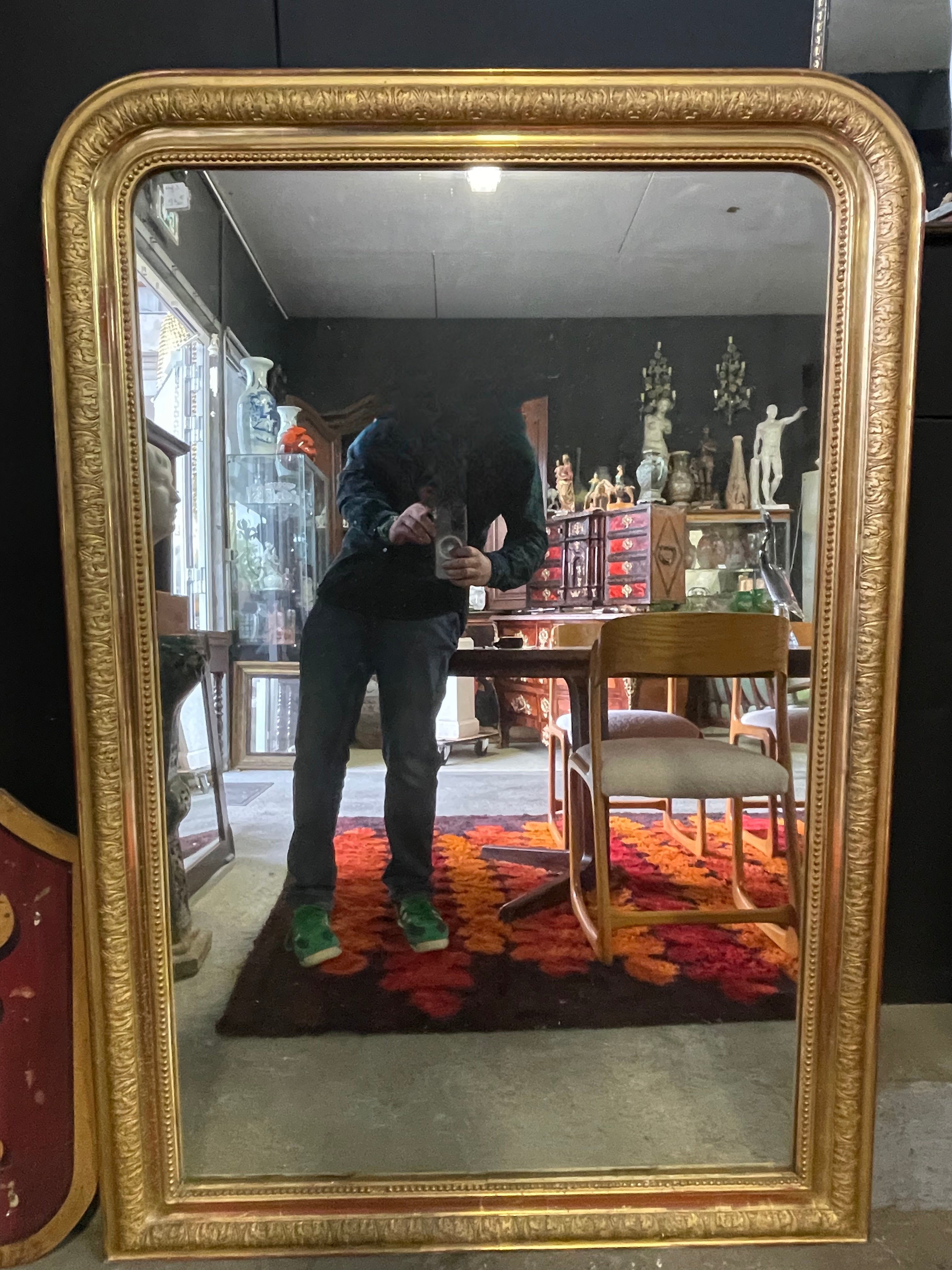 Grand miroir Louis Philippe Bois Doré