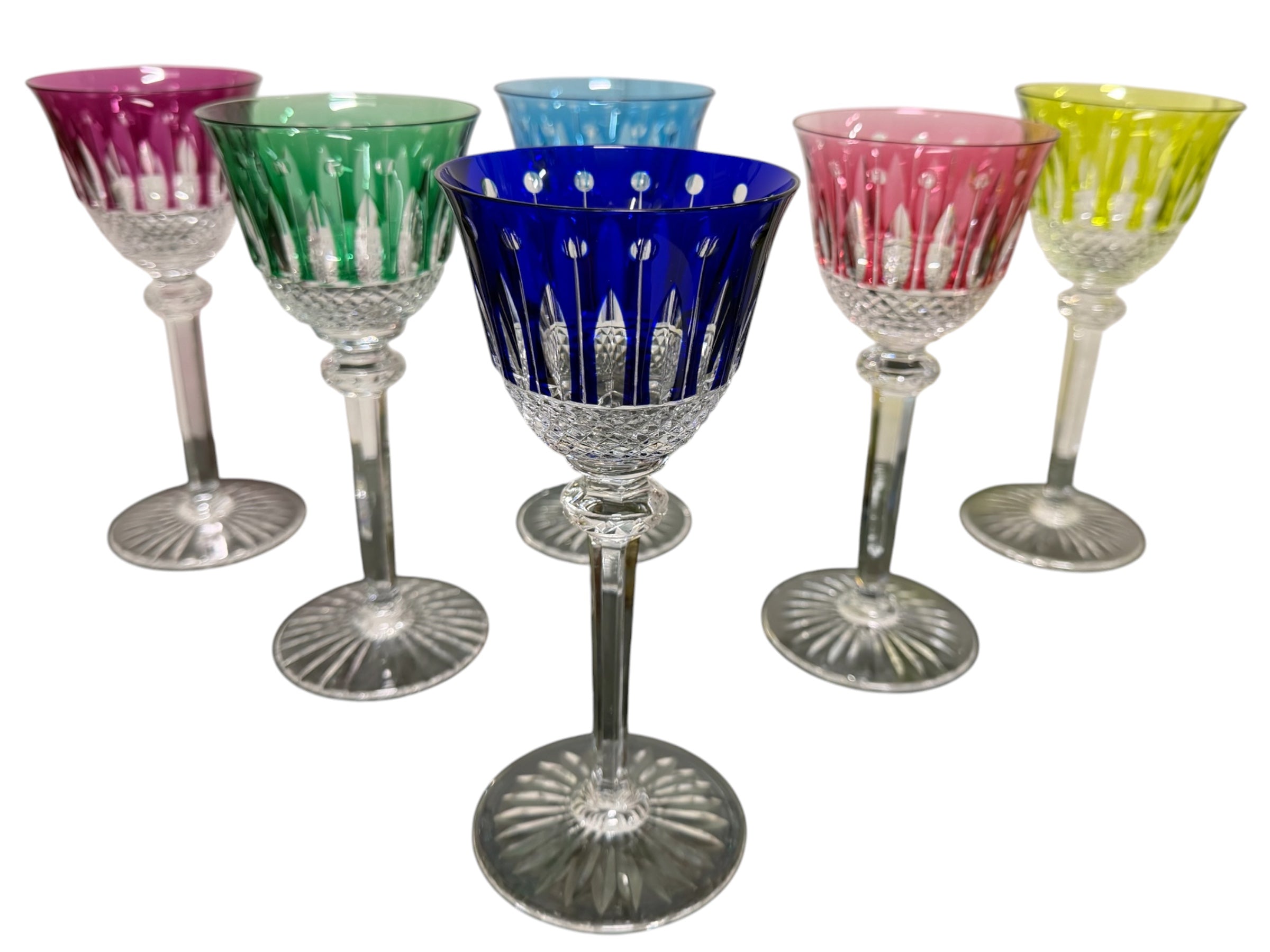 SAINT LOUIS - 6 VERRES ROEMERS EN CRISTAL DE COULEUR SAINT LOUIS MODÈLE TOMMY H: 19,6 cm