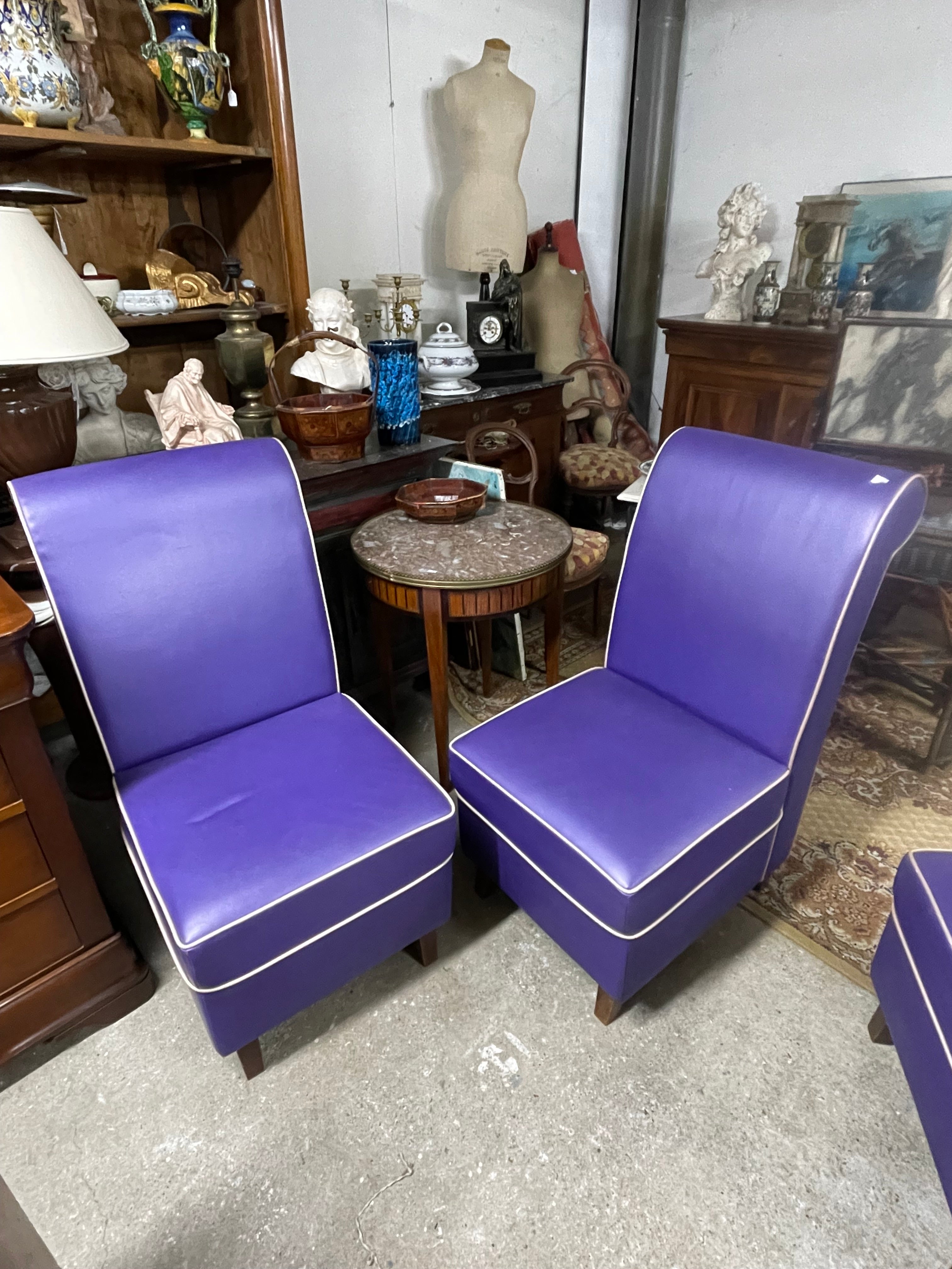 Fauteuils en Skaï violet confortables