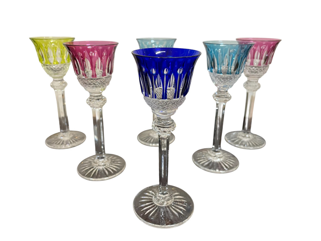 Vendus - 6 VERRES À LIQUEUR EN CRISTAL DE COULEUR SAINT LOUIS MODÈLE TOMMY H: 13,5