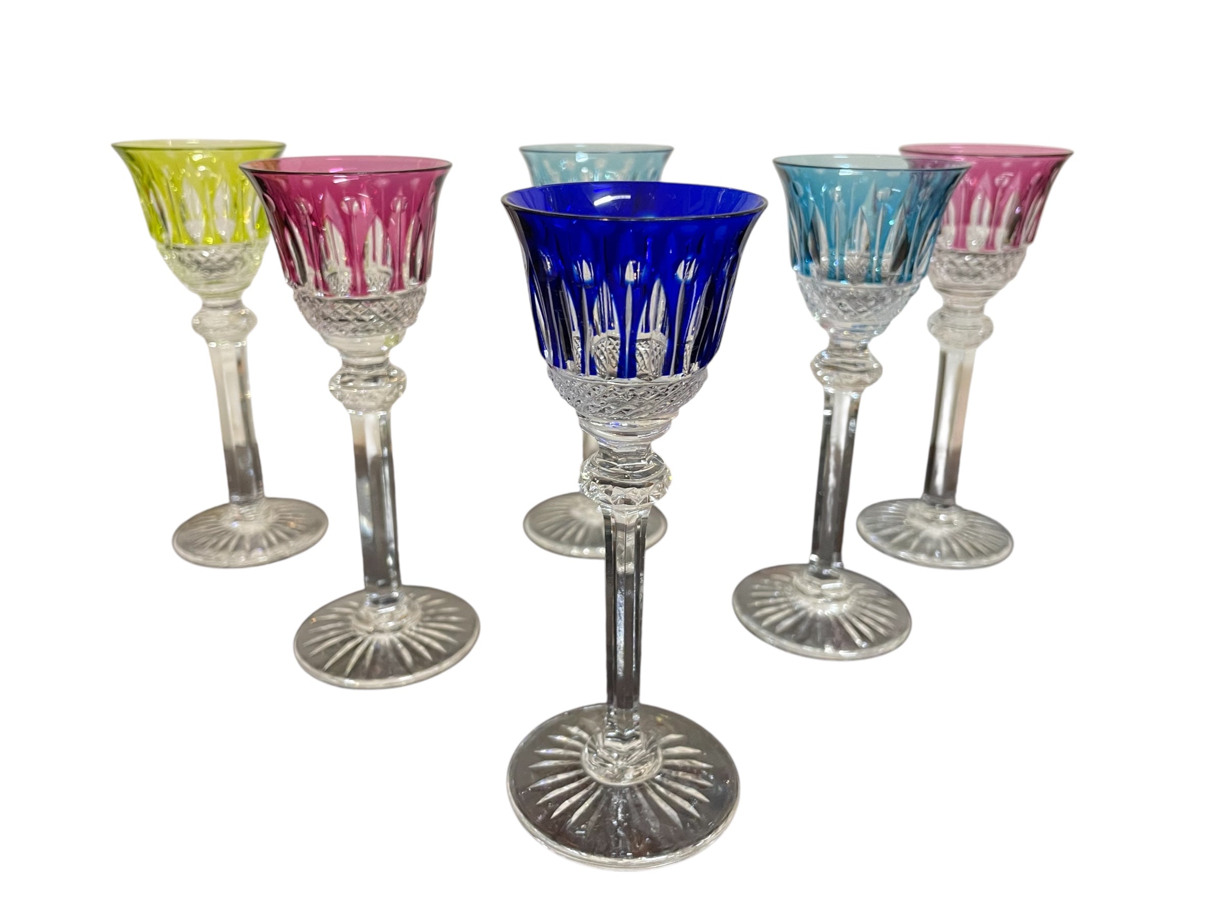 Vendus - 6 VERRES À LIQUEUR EN CRISTAL DE COULEUR SAINT LOUIS MODÈLE TOMMY H: 13,5