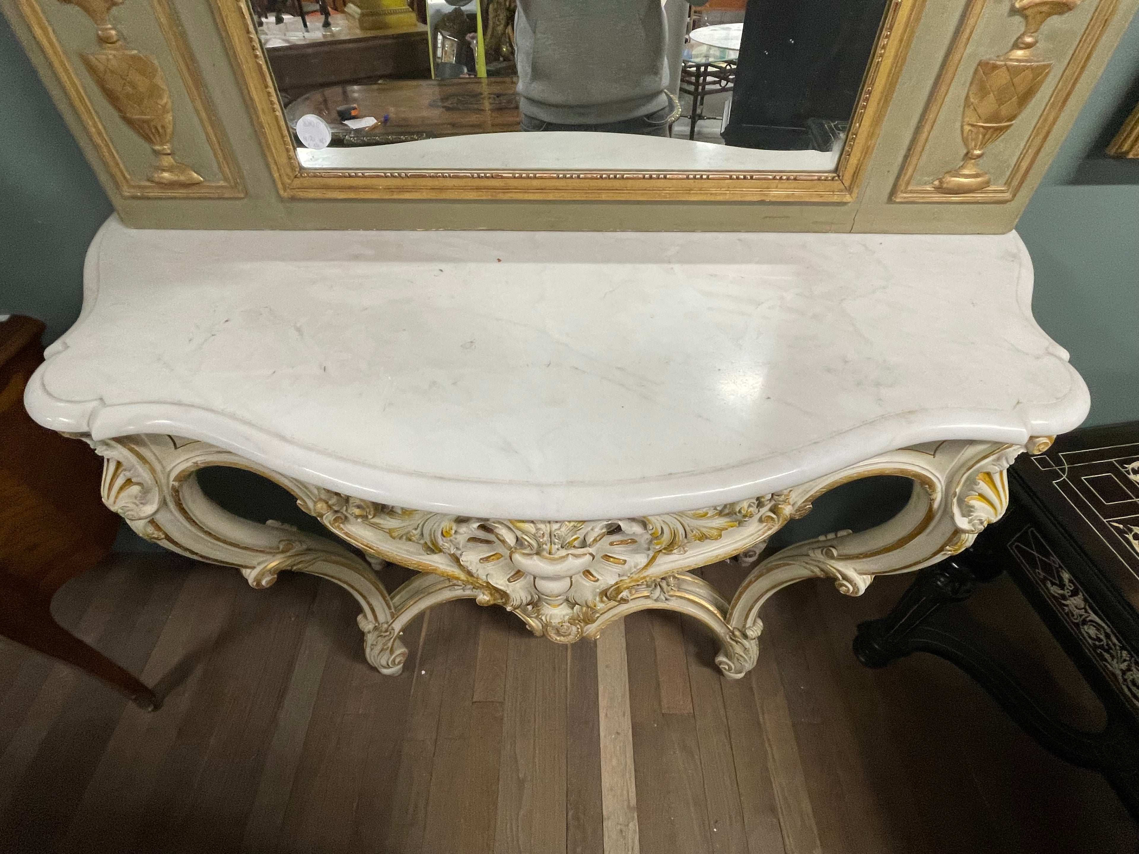 Console De Style Louis XV En Bois Laqué Et Doré époque 1900