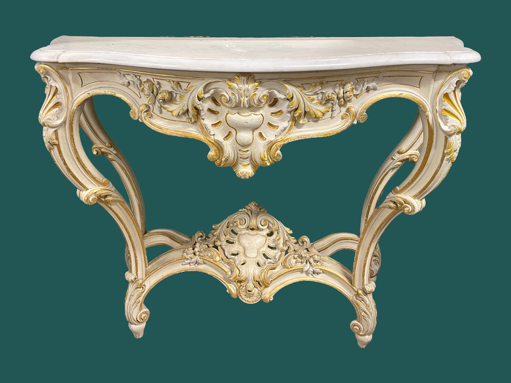 Console De Style Louis XV En Bois Laqué Et Doré époque 1900