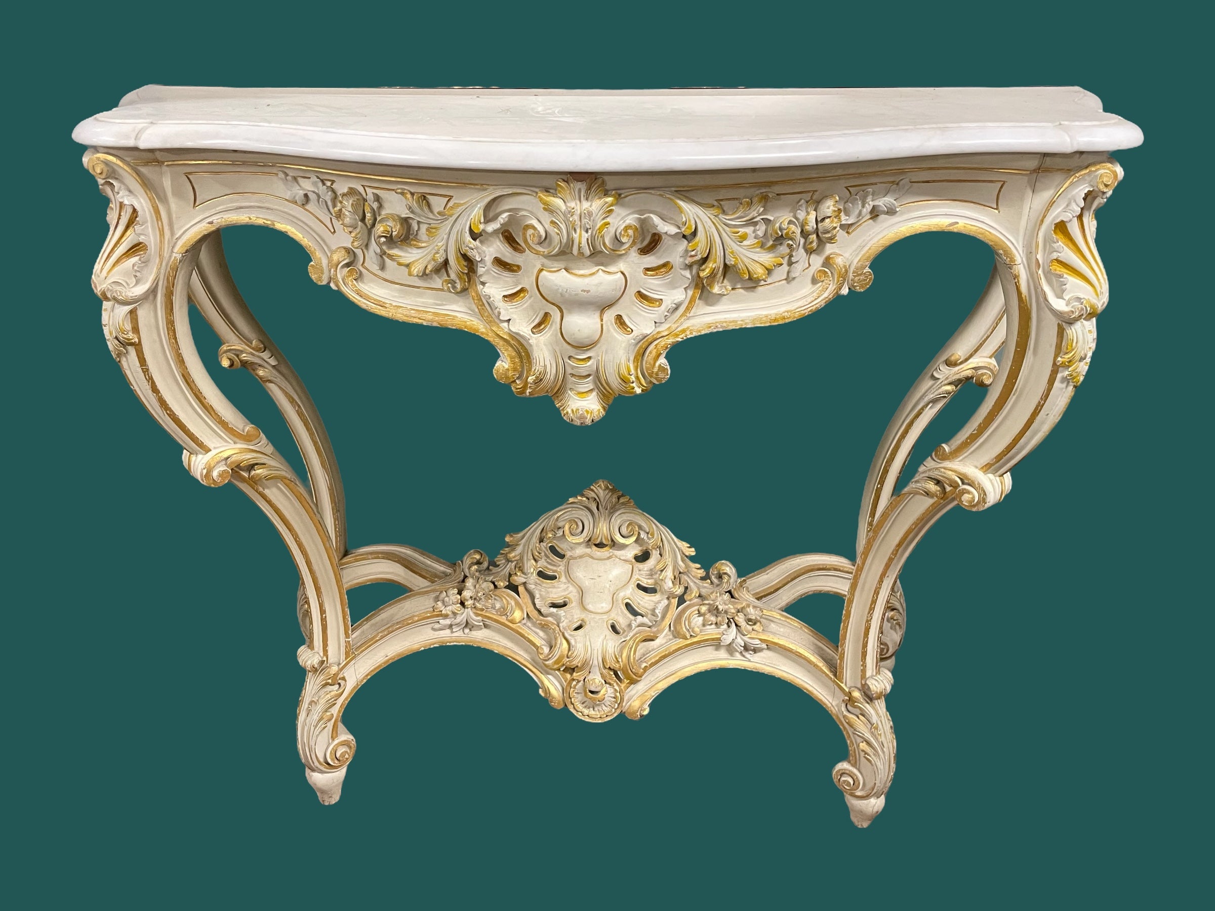 Console De Style Louis XV En Bois Laqué Et Doré époque 1900