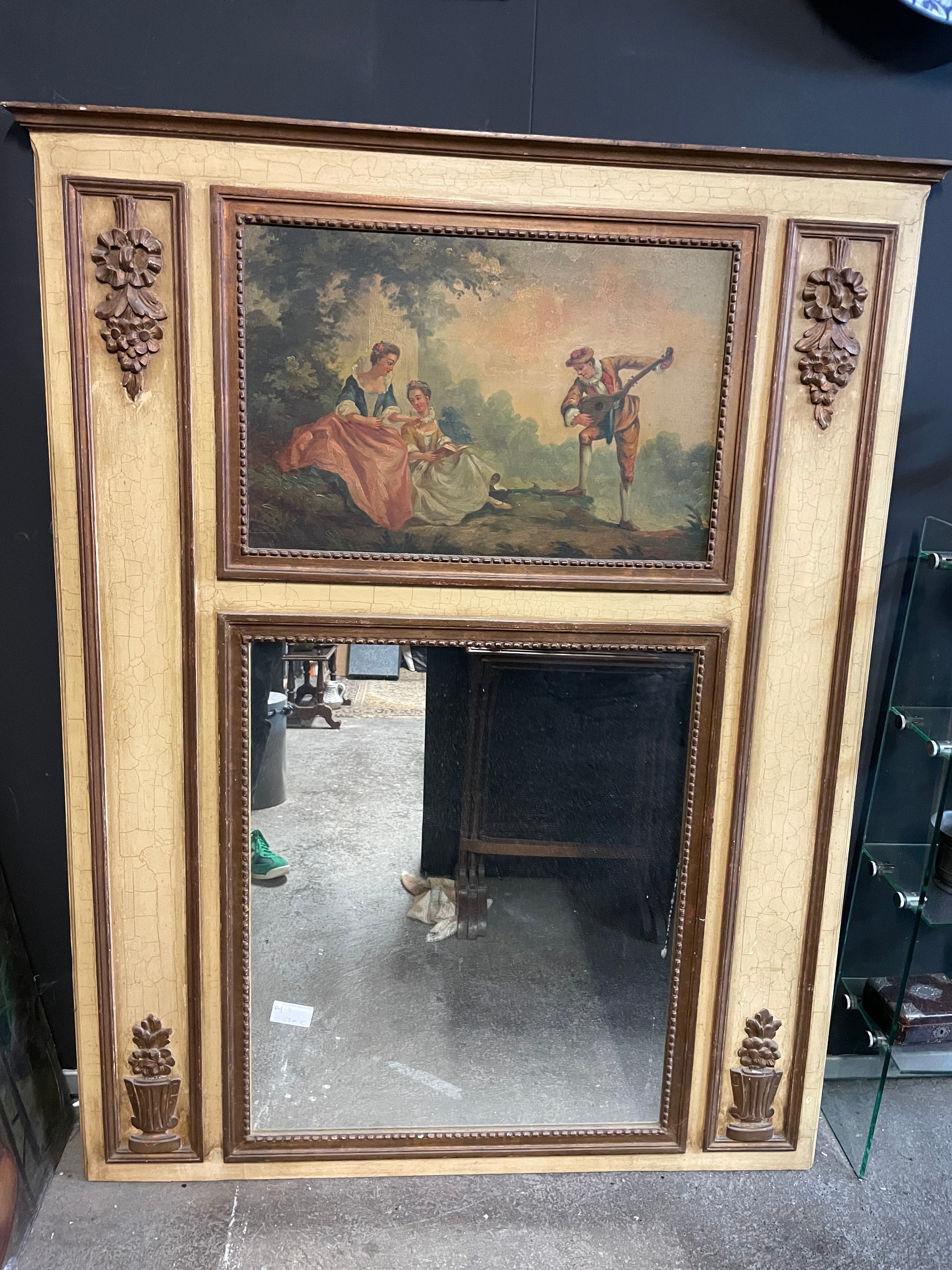 Trumeau - Miroir de cheminée de style Louis XVI