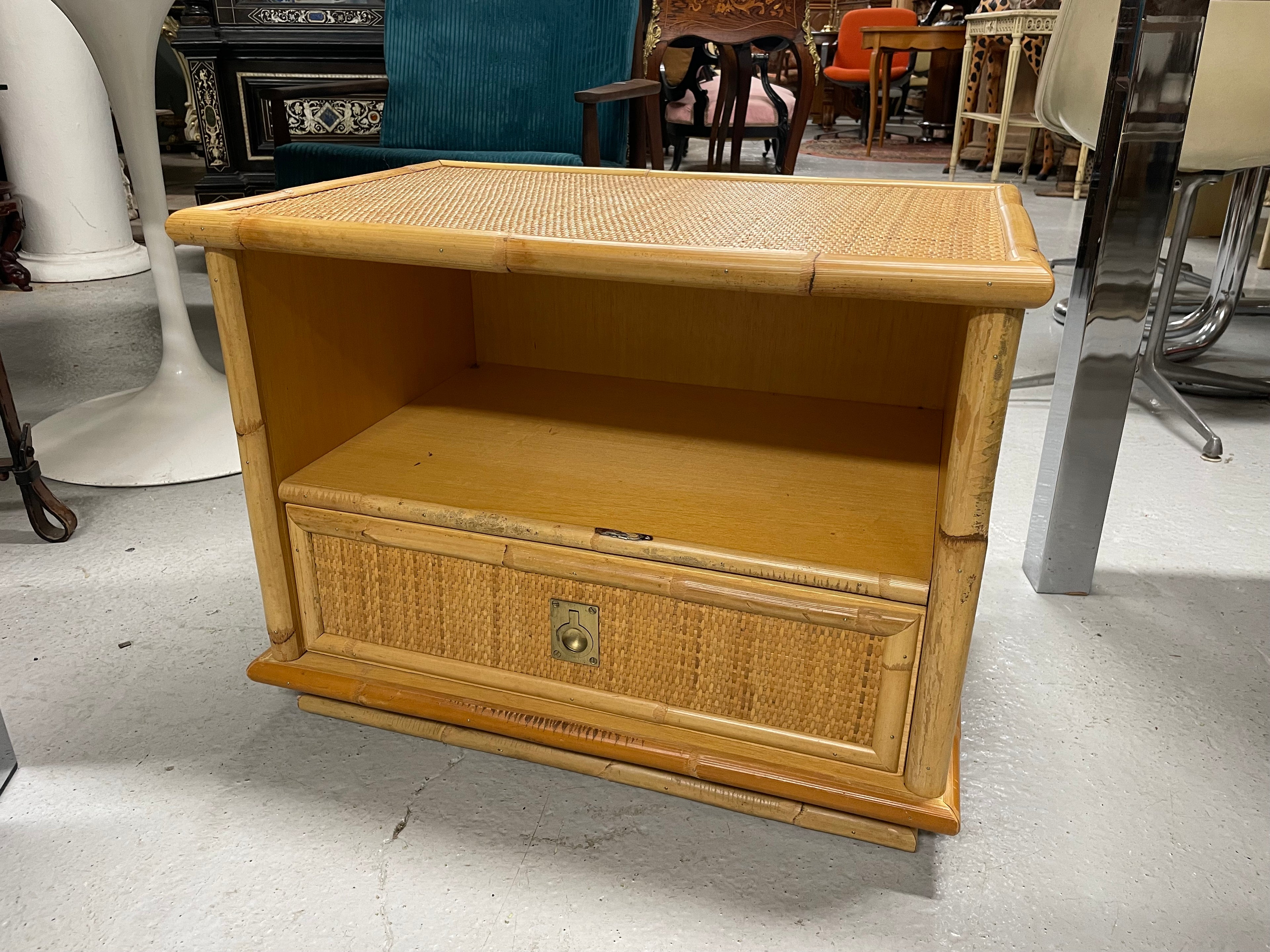 Chevet / Table de nuit en bambou Maison Dal Vera Italie 1970