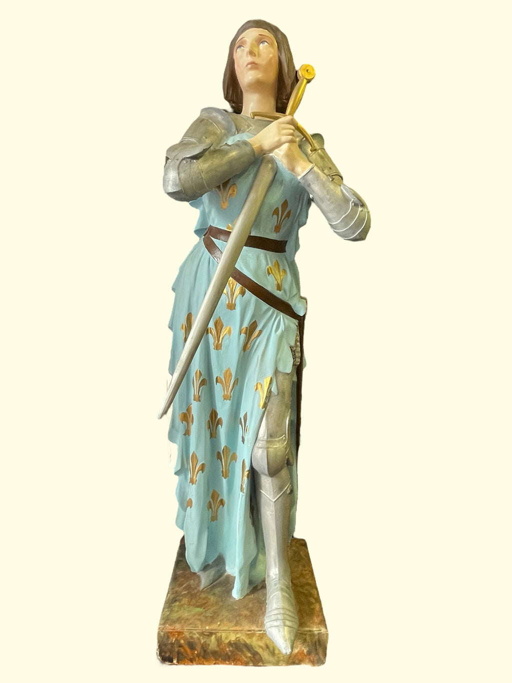 Grande Jeanne d’arc en plâtre polychrome