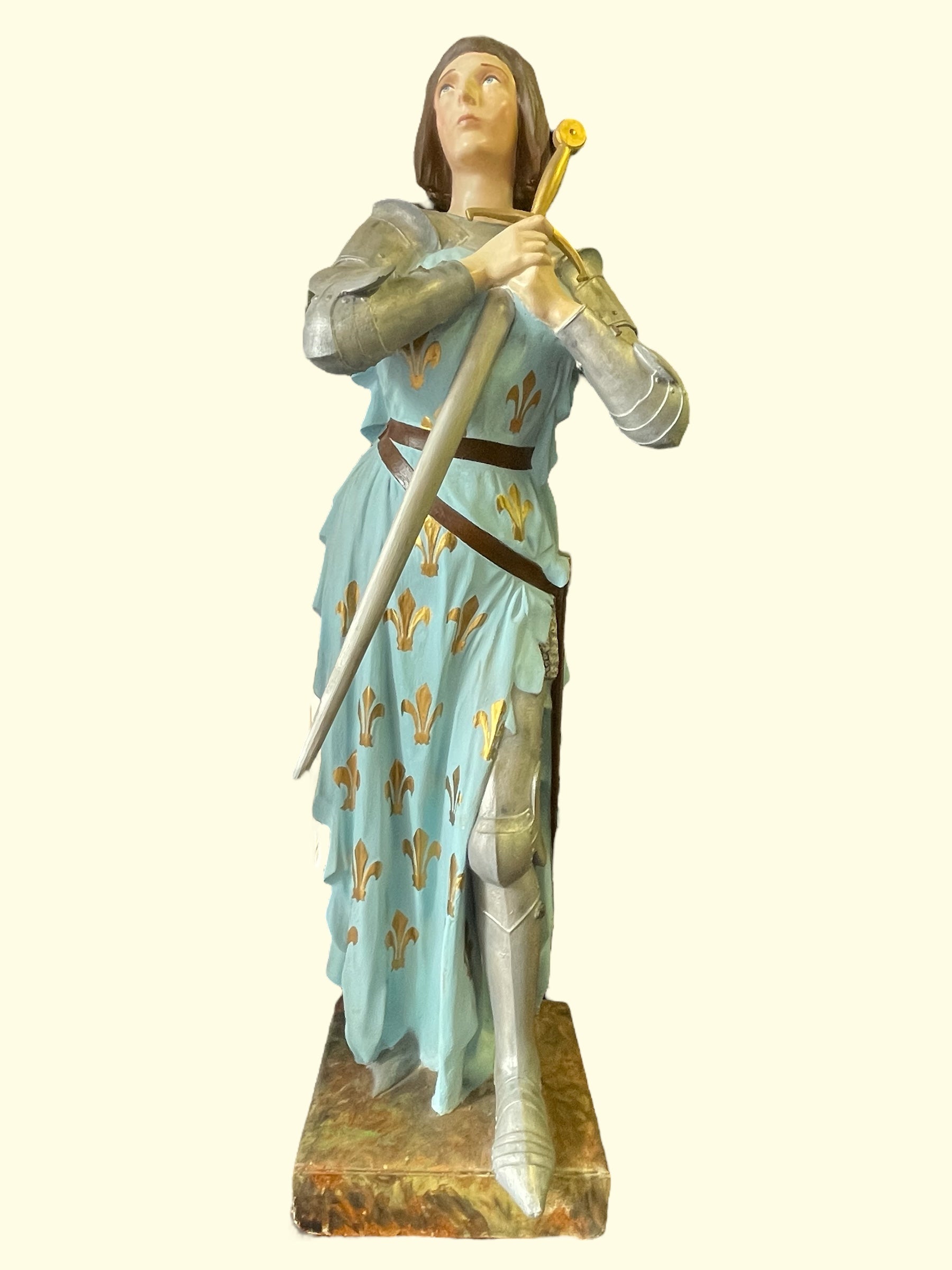 Grande Jeanne d’arc en plâtre polychrome
