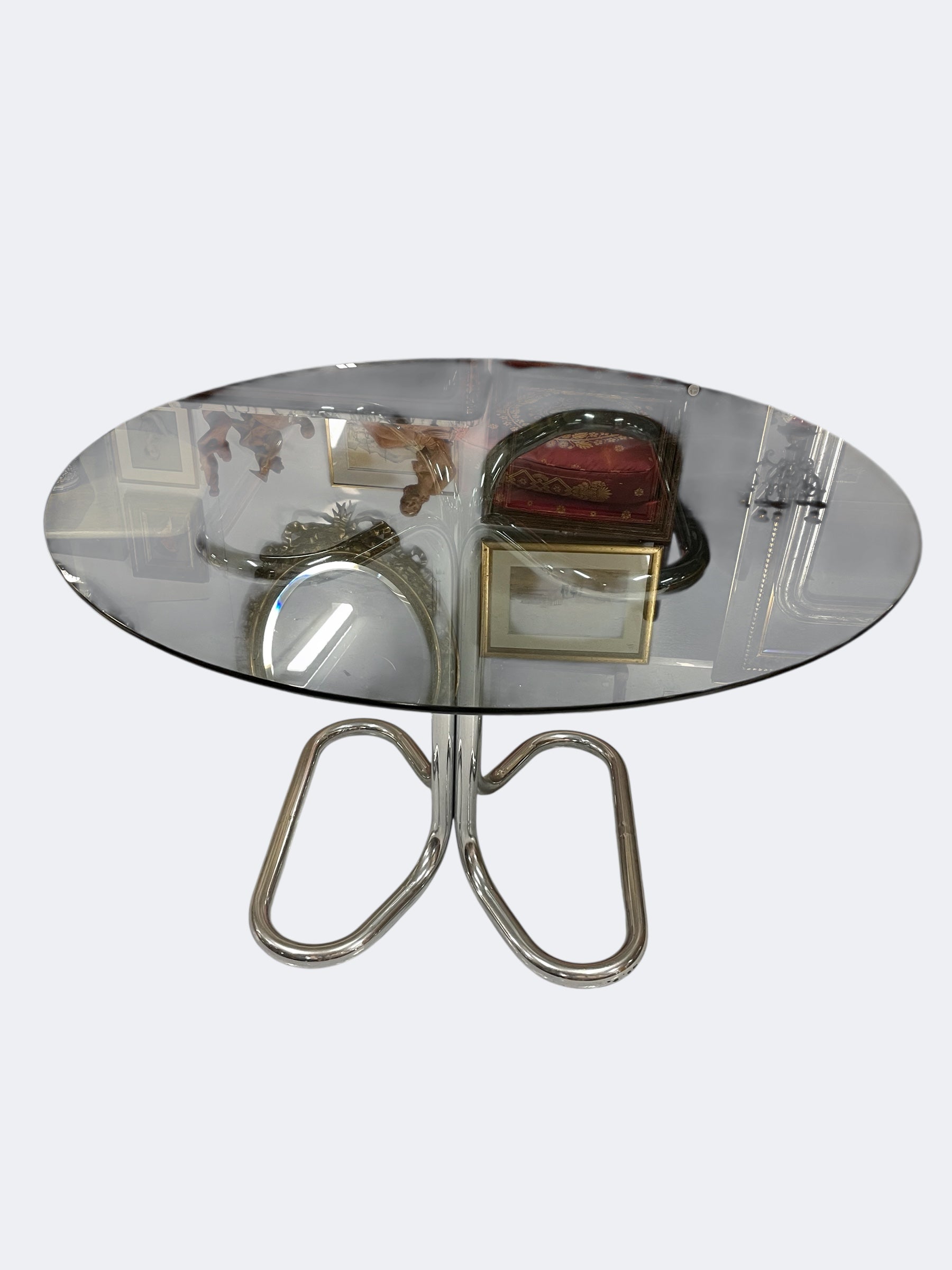 Table à manger vintage Space age acier chromé