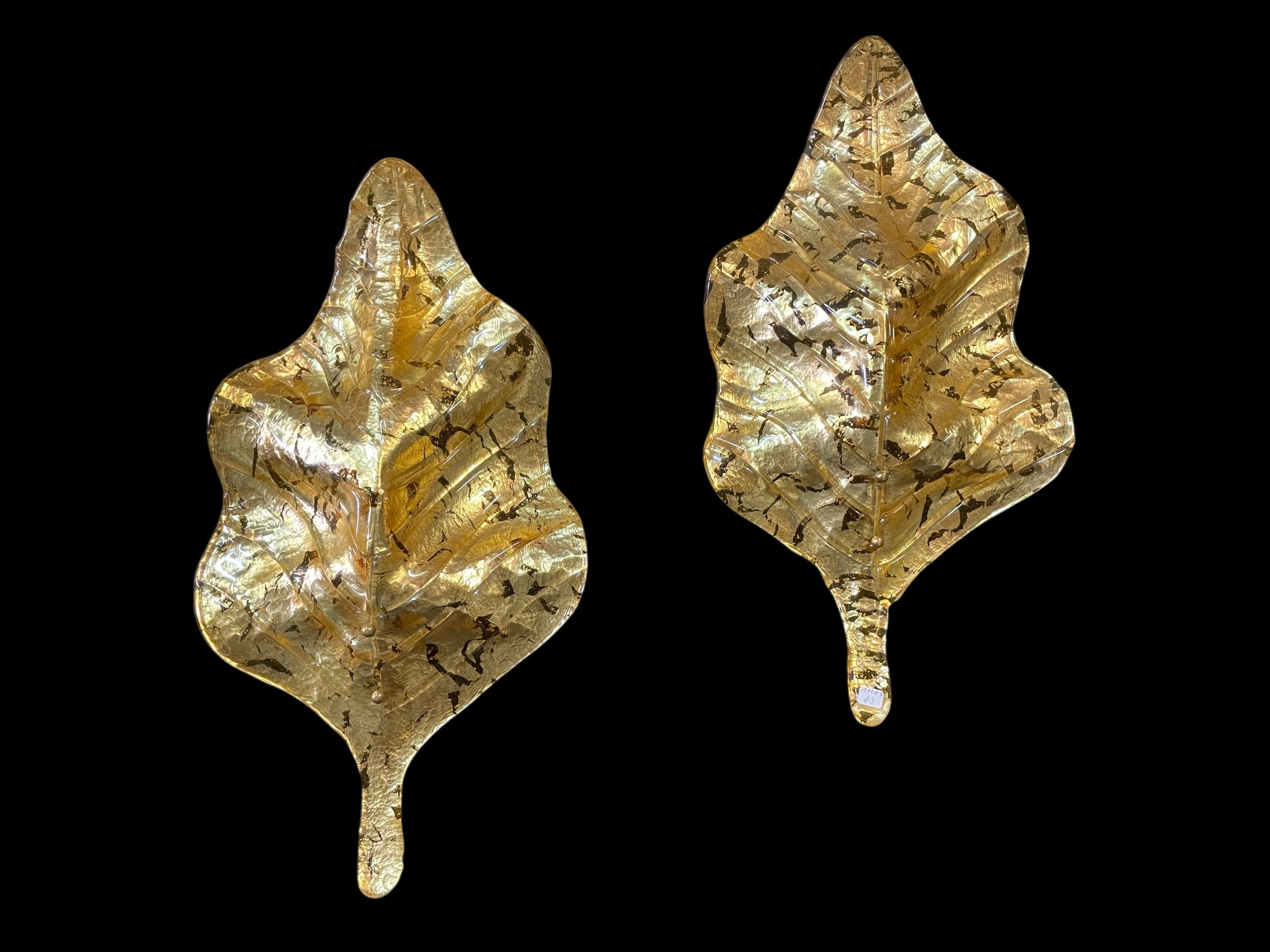 Paire Appliques Verre Doré de Murano Venise