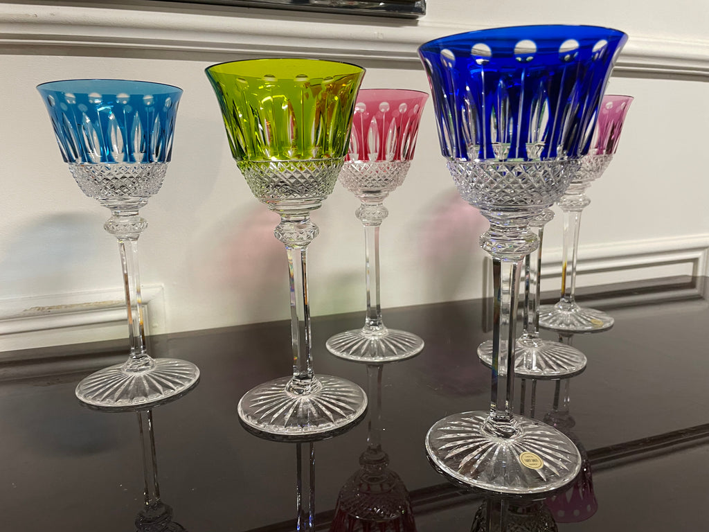 6 VERRES ROEMERS EN CRISTAL DE COULEUR SAINT LOUIS MODÈLE TOMMY H: 19,6